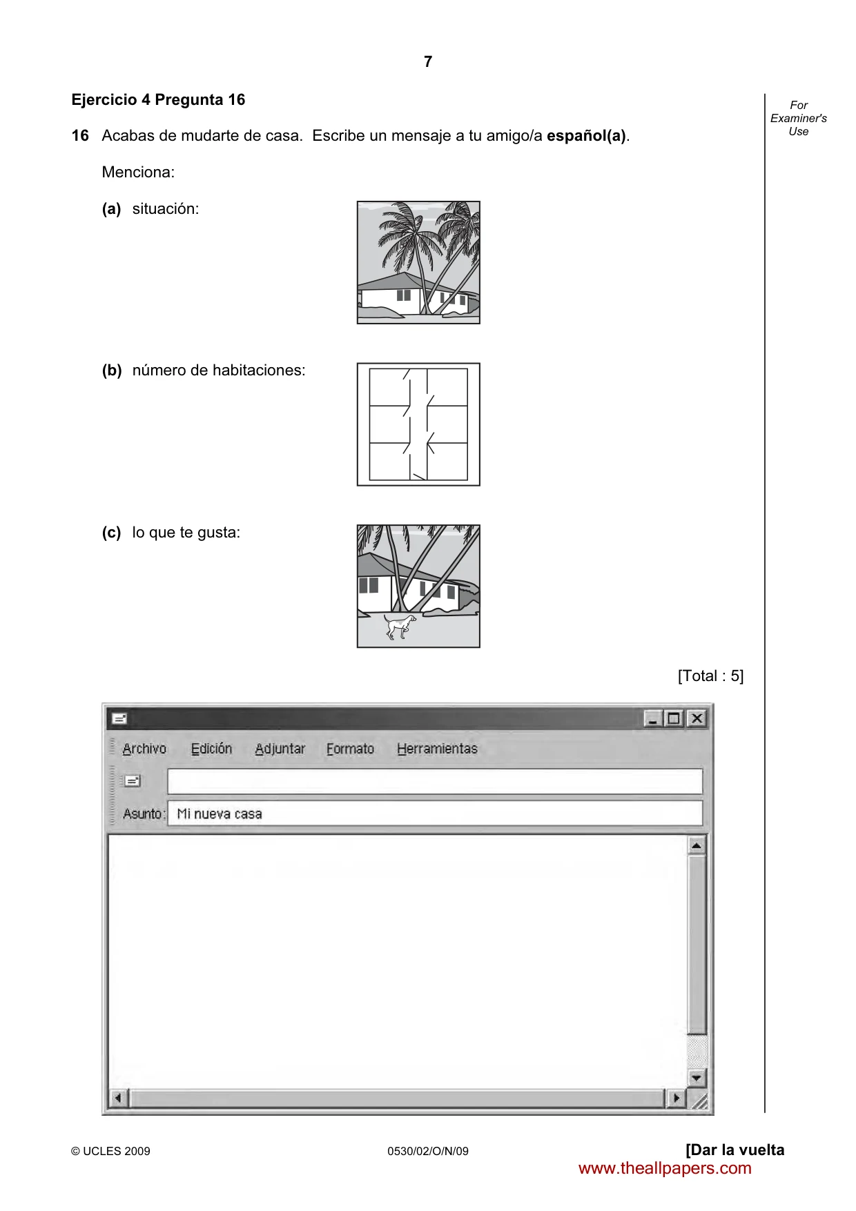 Cambridge IGCSE Spanish - Foreign Language 0530 2009 Oct/Nov Paper 2 · Variant 1 question paper, page 7 of 16