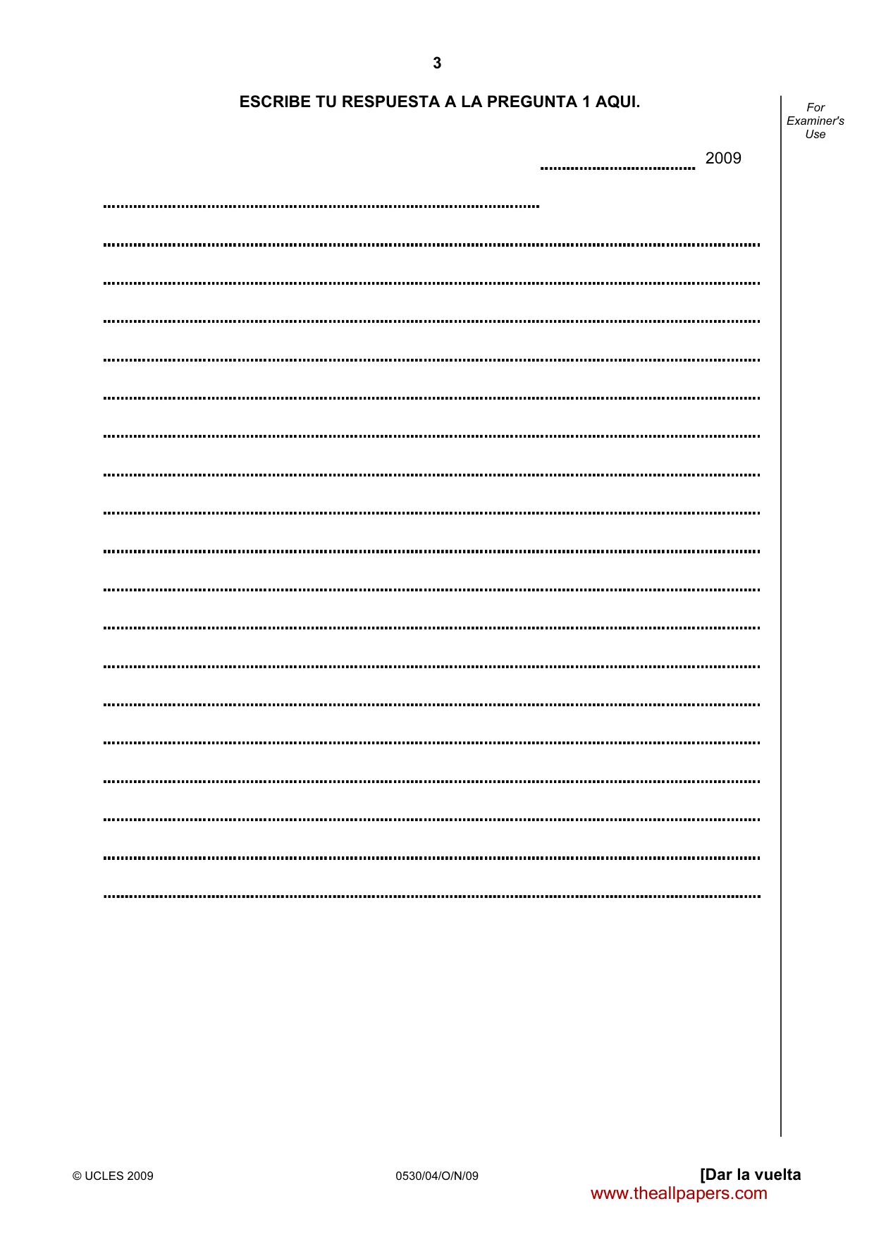 Cambridge IGCSE Spanish - Foreign Language 0530 2009 Oct/Nov Paper 4 · Variant 1 question paper, page 3 of 4