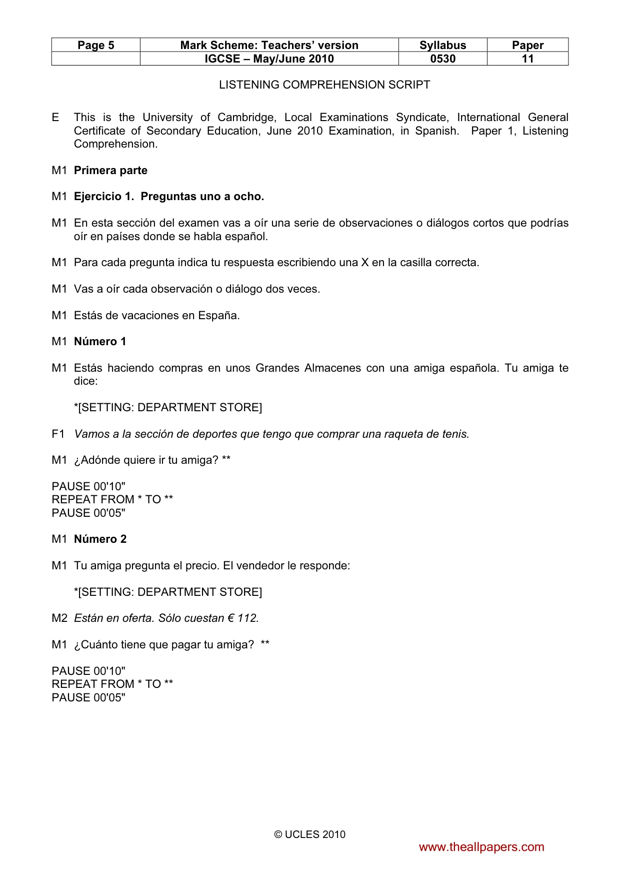 Mark scheme, page 5 of 15