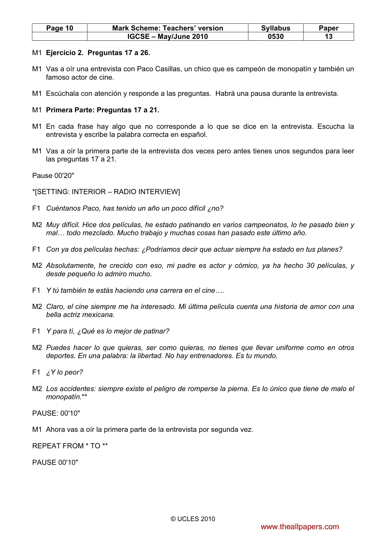 Mark scheme, page 10 of 15