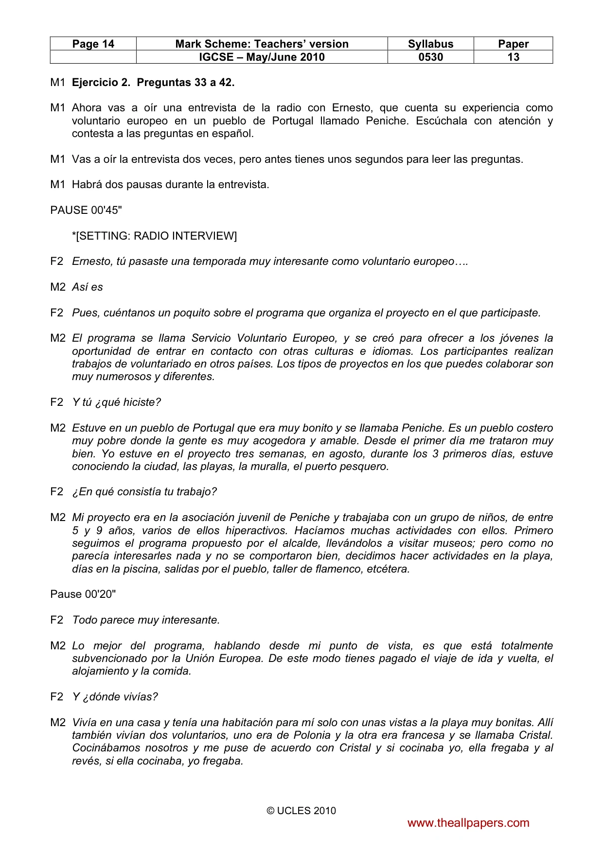 Mark scheme, page 14 of 15