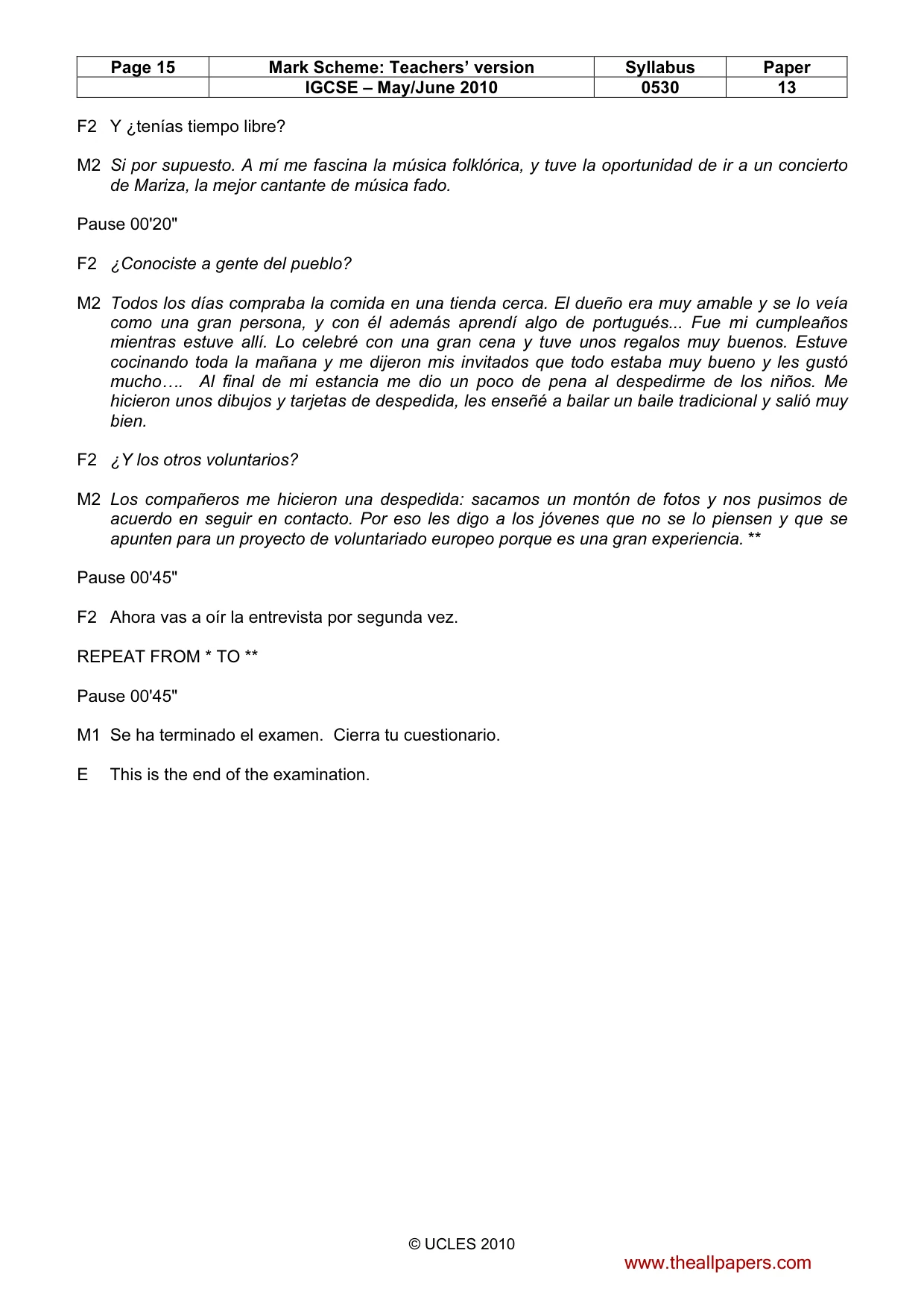 Mark scheme, page 15 of 15