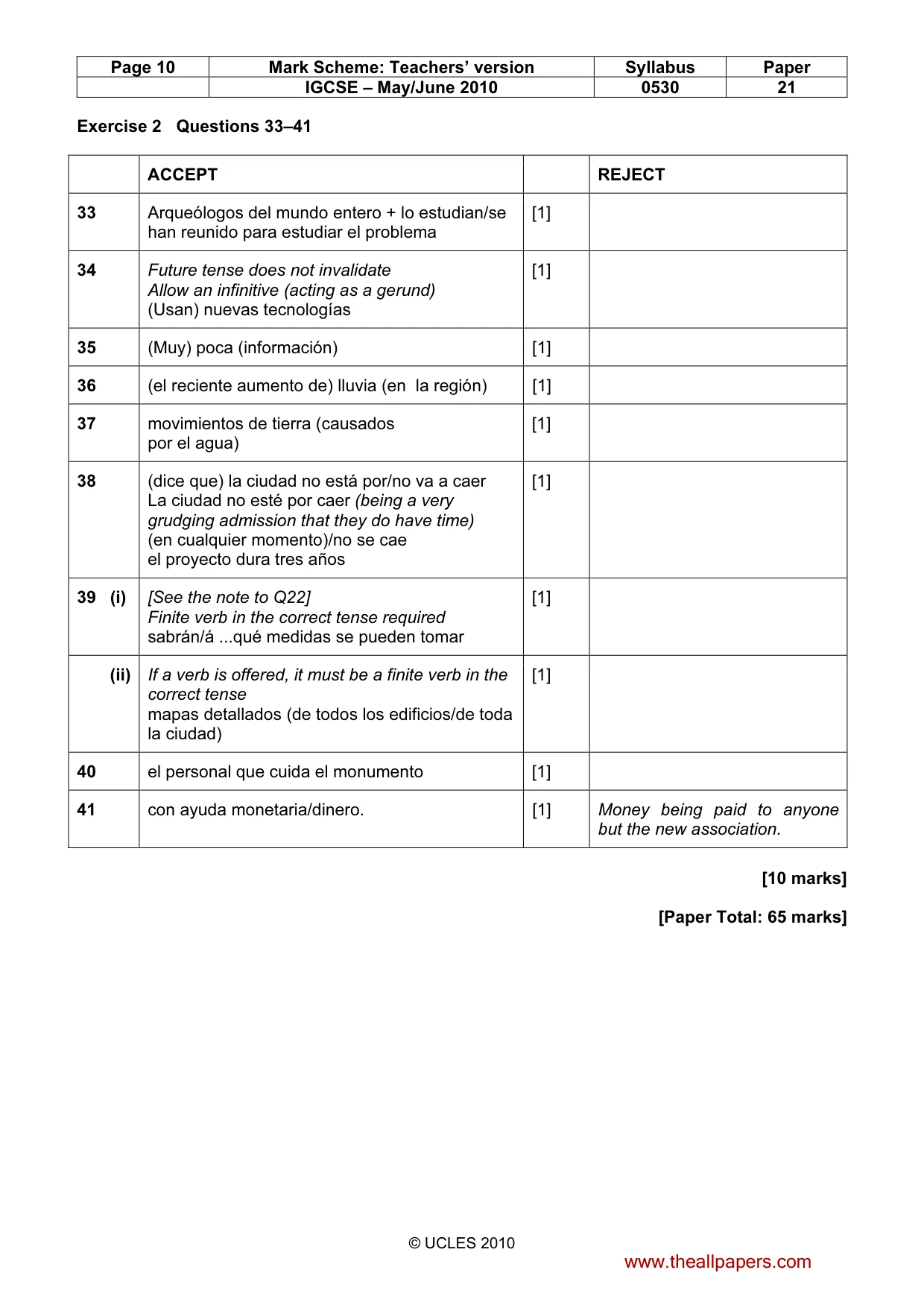 Mark scheme, page 10 of 10