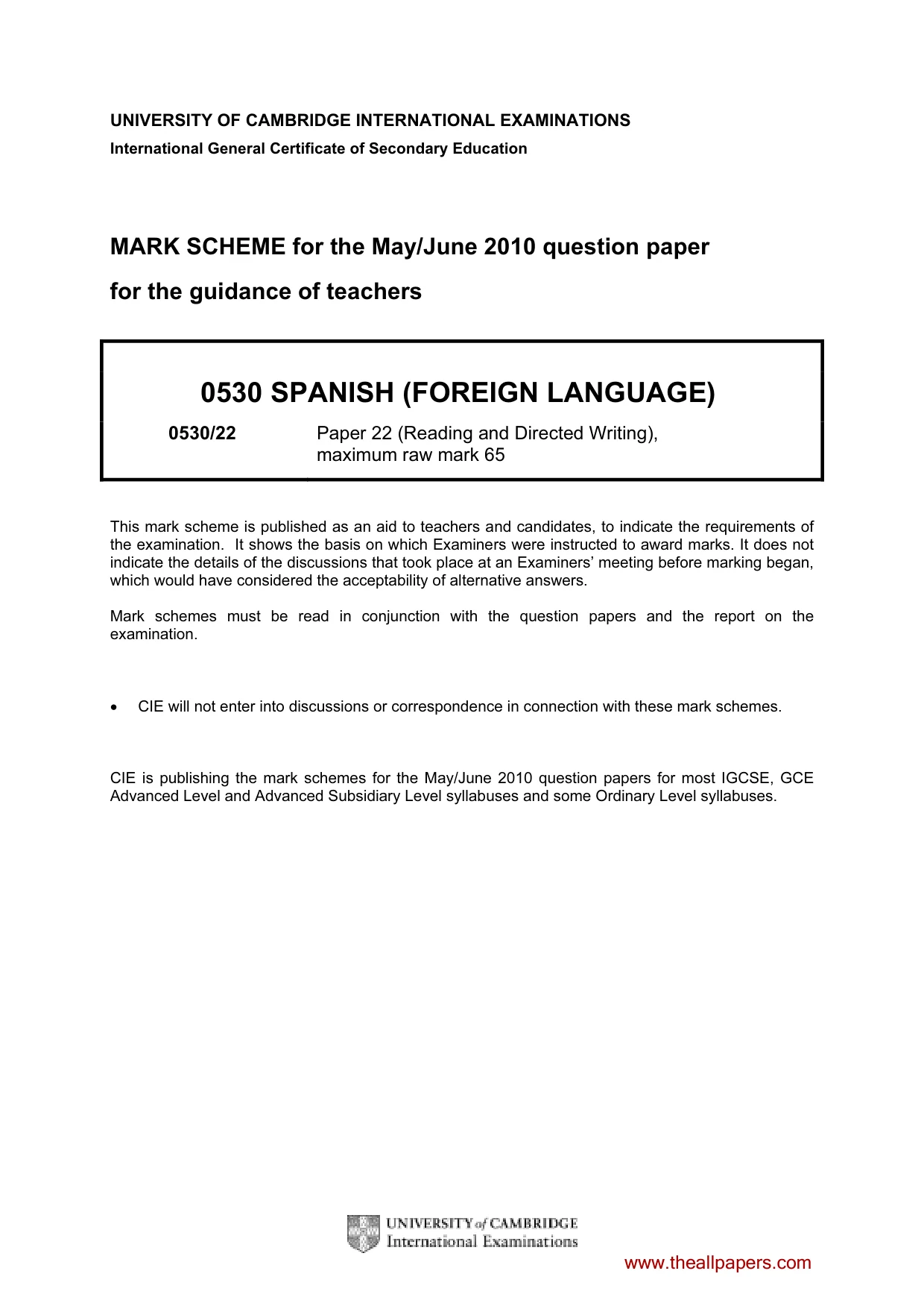 Mark scheme, page 1 of 11