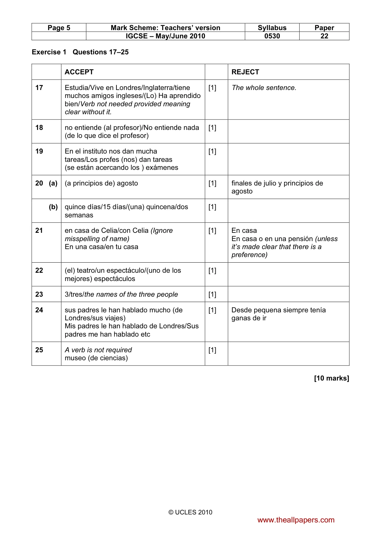 Mark scheme, page 5 of 11