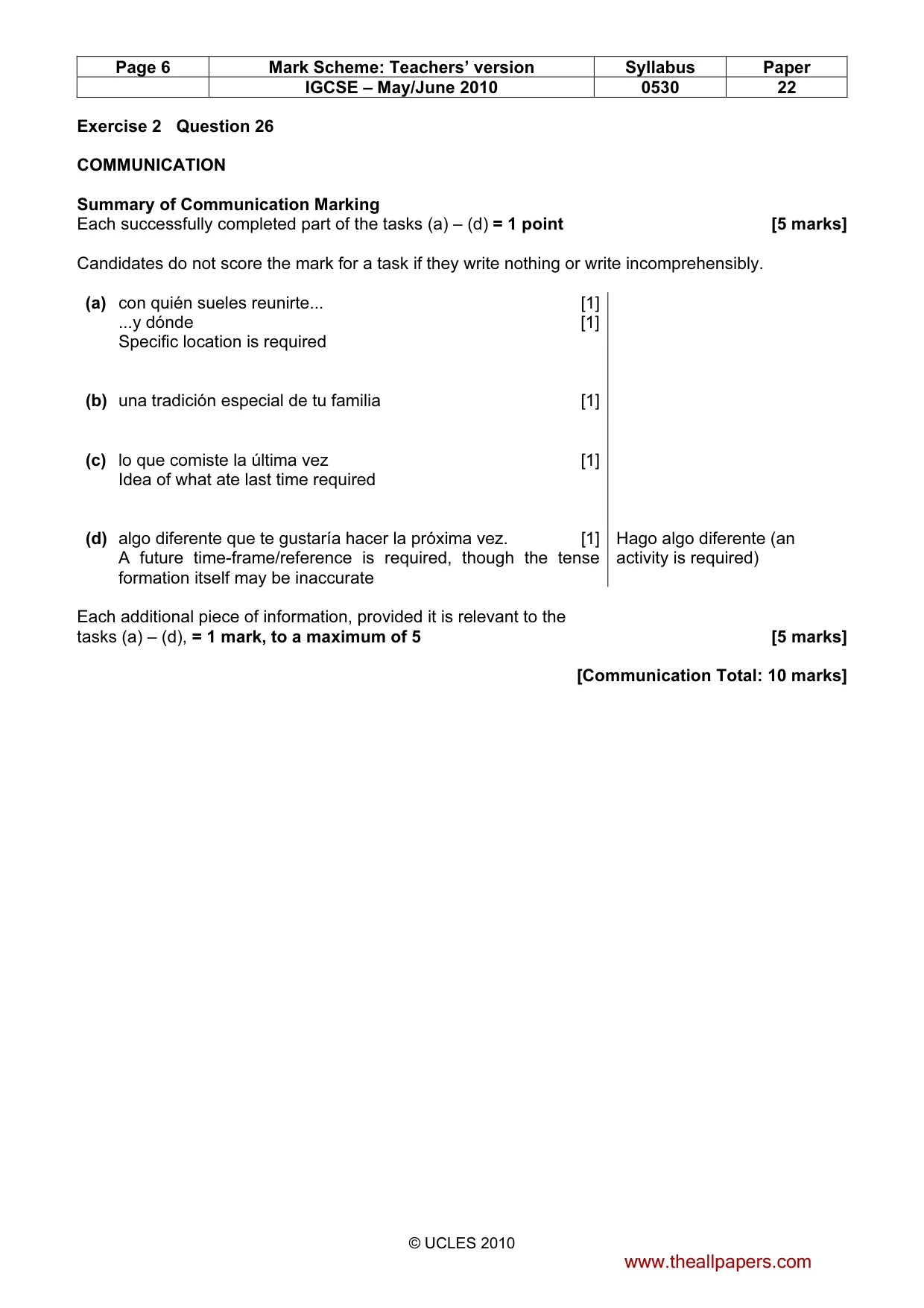 Mark scheme, page 6 of 11