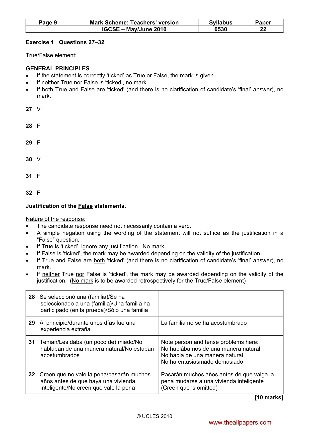Mark scheme, page 9 of 11