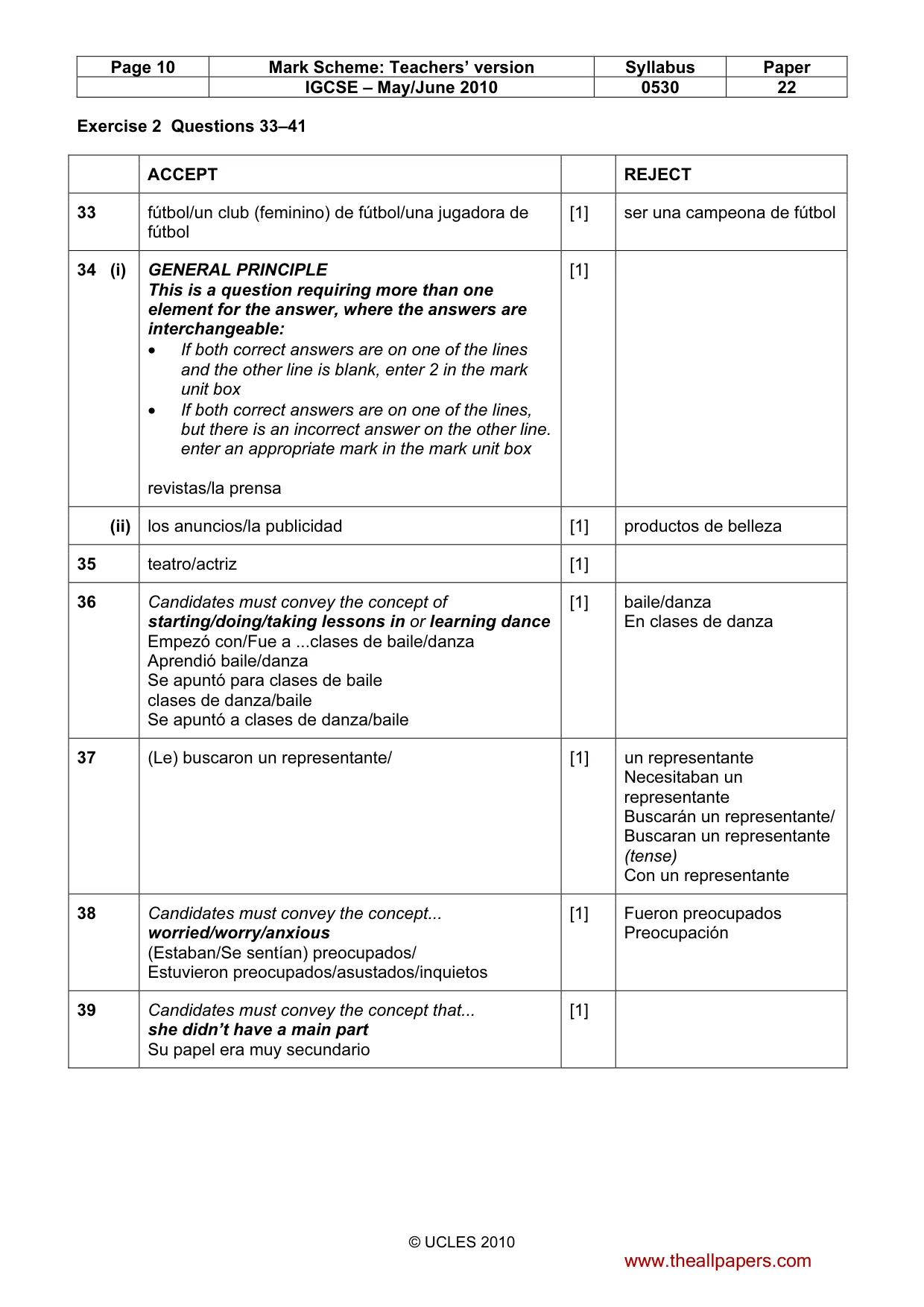 Mark scheme, page 10 of 11