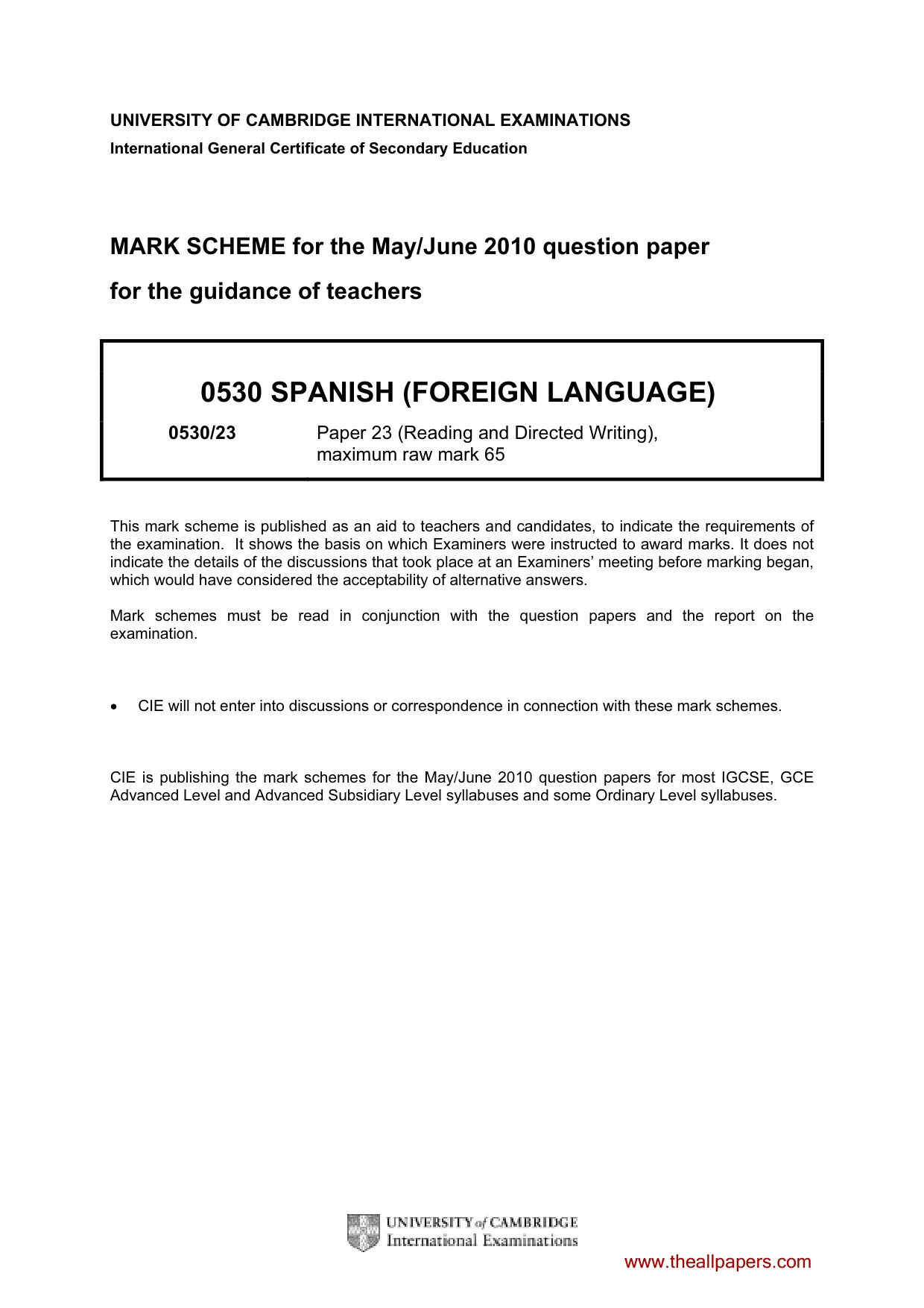 Mark scheme, page 1 of 10