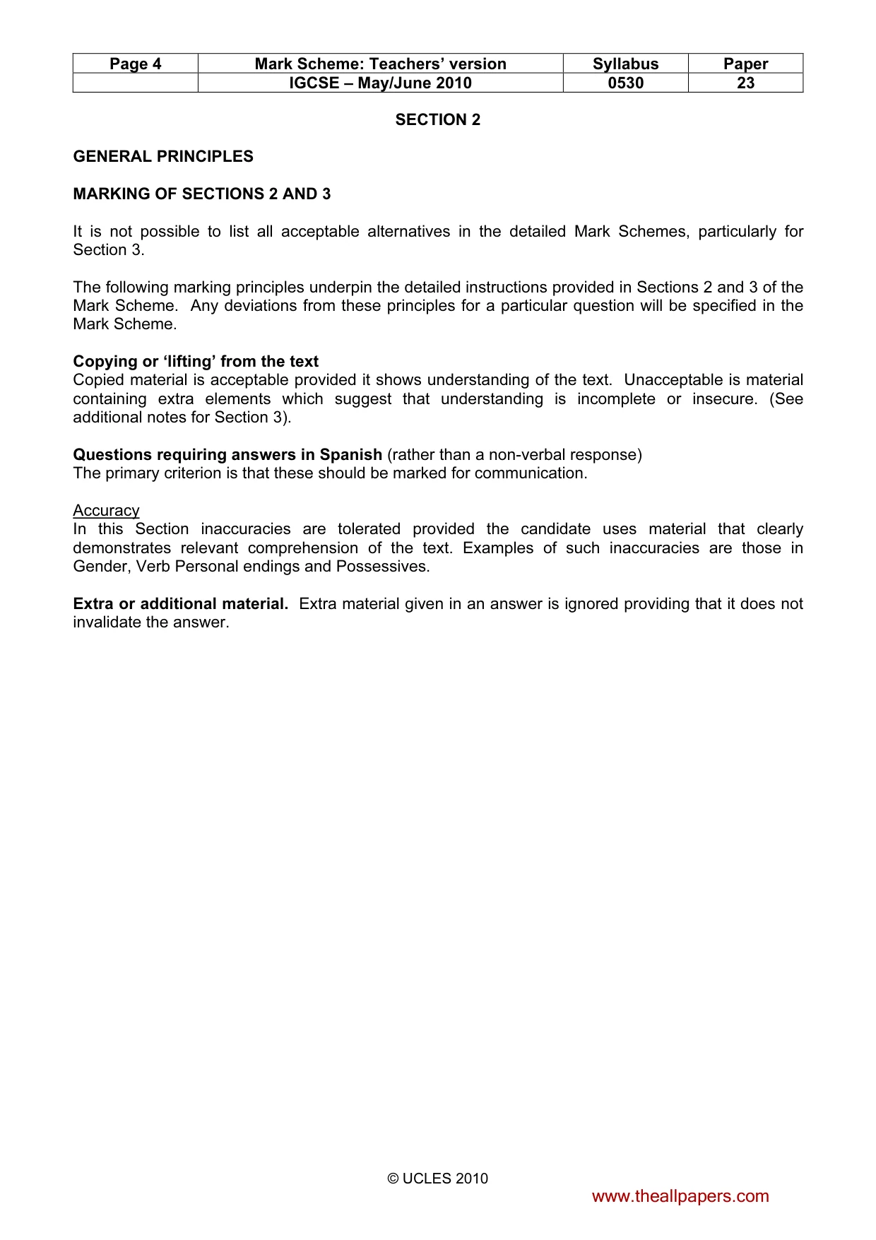 Mark scheme, page 4 of 10