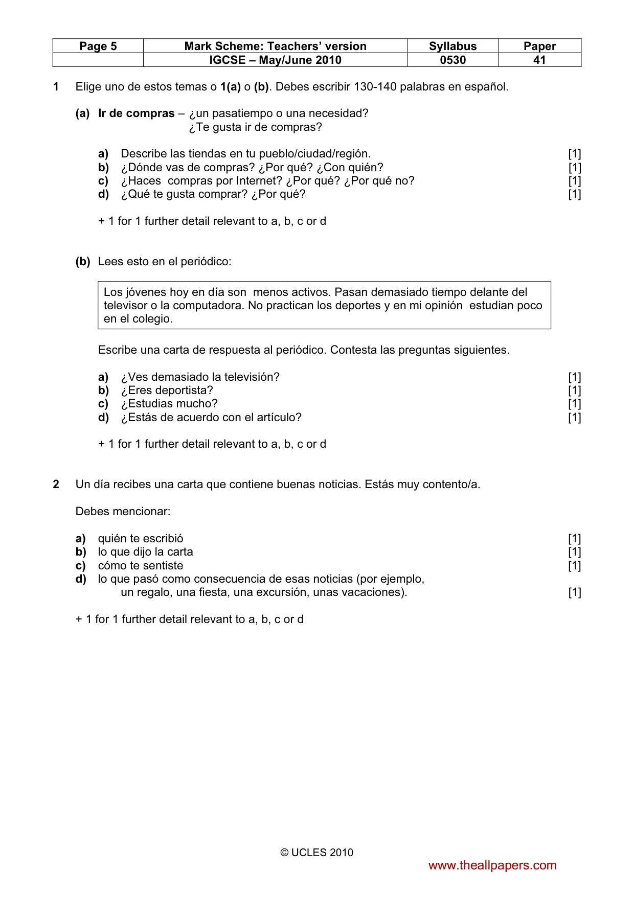 Mark scheme, page 5 of 18