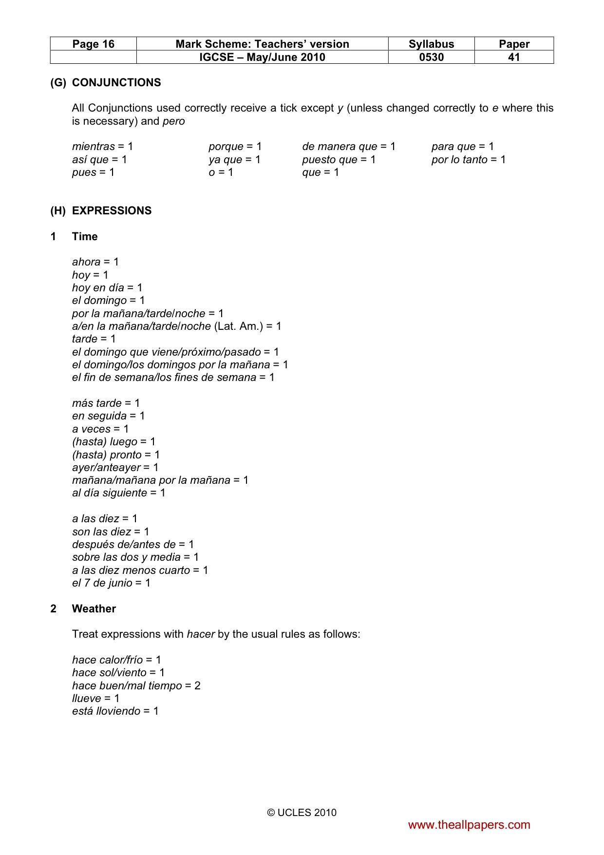 Mark scheme, page 16 of 18