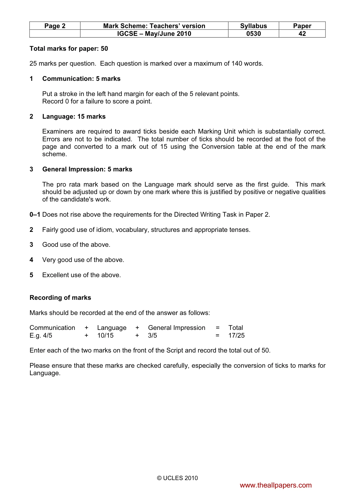 Mark scheme, page 2 of 17