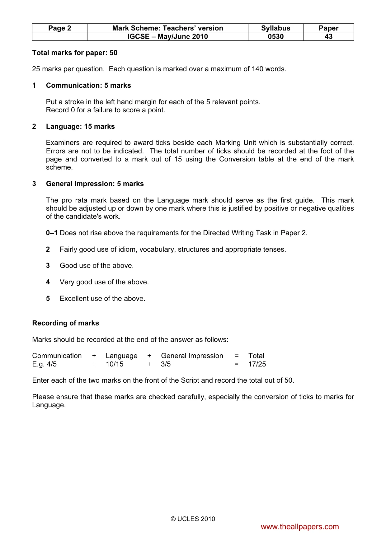 Mark scheme, page 2 of 17