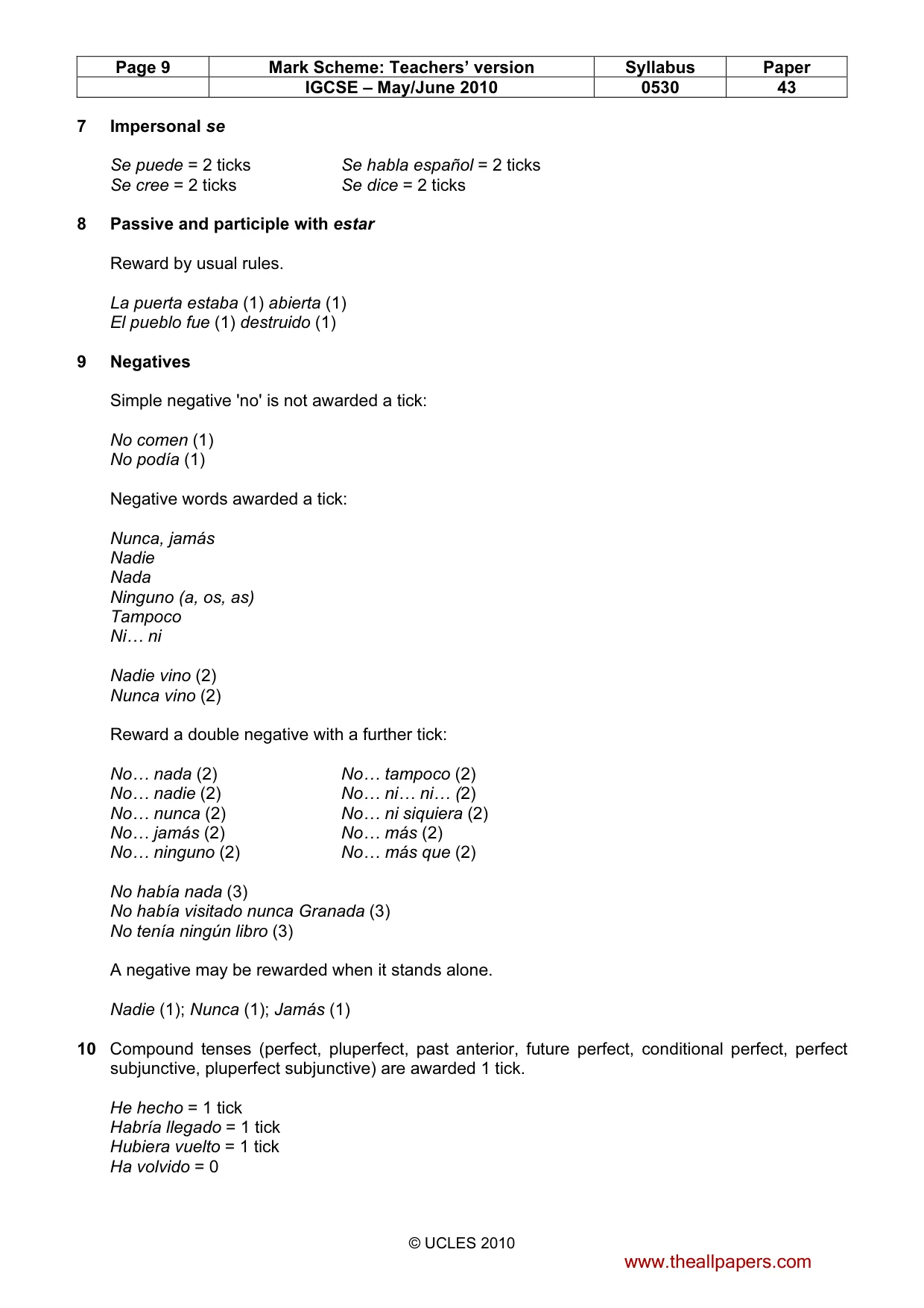 Mark scheme, page 9 of 17