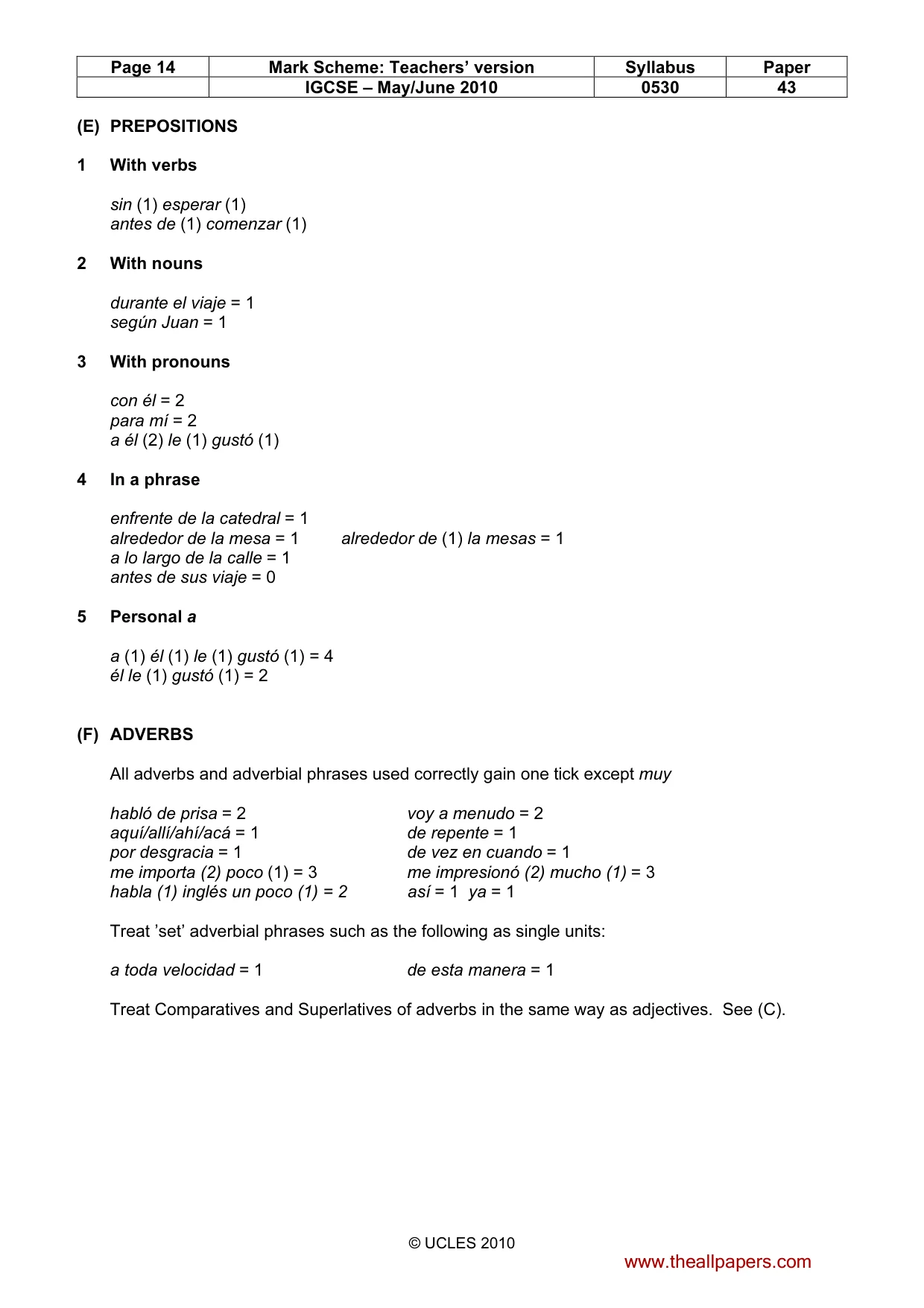 Mark scheme, page 14 of 17