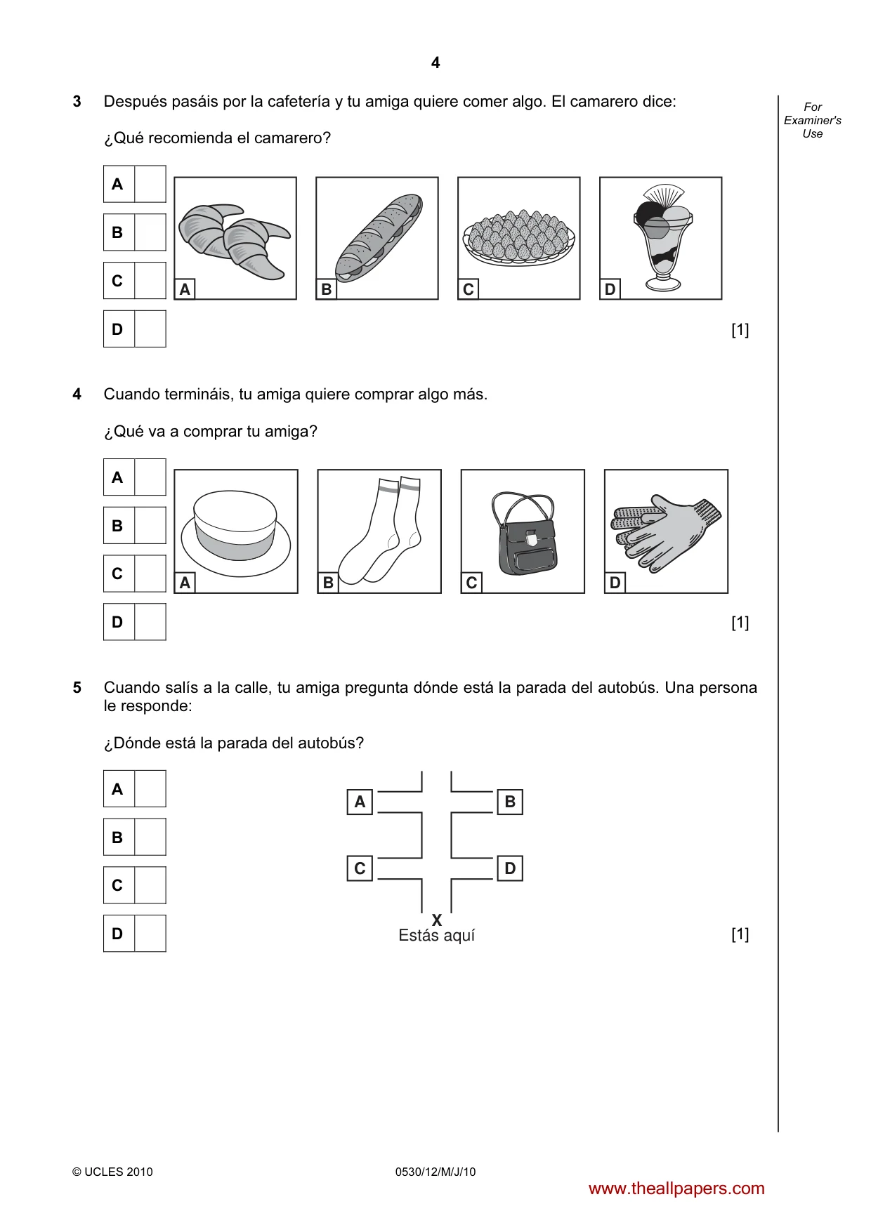 Cambridge IGCSE Spanish - Foreign Language 0530 2010 May/June Paper 1 · Variant 2 question paper, page 4 of 12