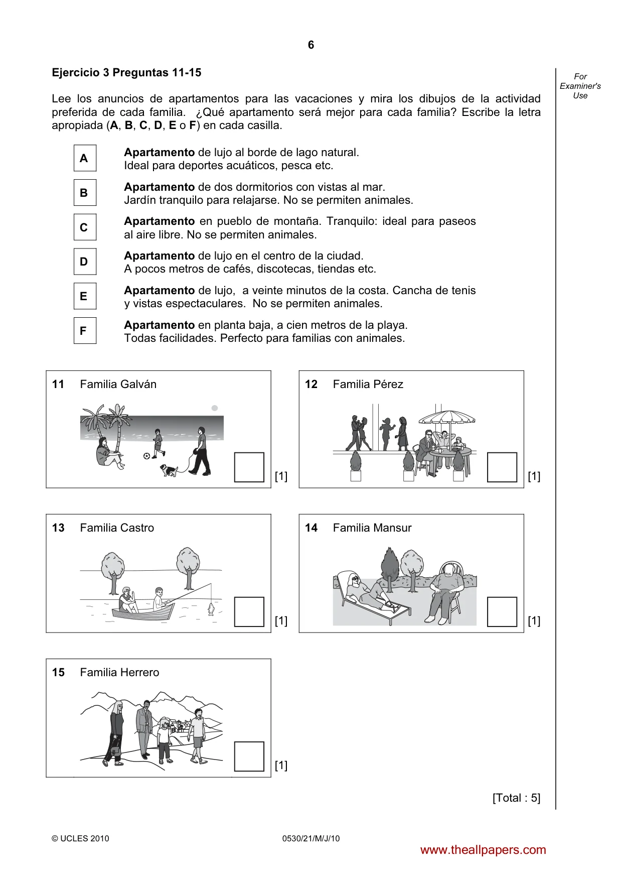 Cambridge IGCSE Spanish - Foreign Language 0530 2010 May/June Paper 2 · Variant 1 question paper, page 6 of 16