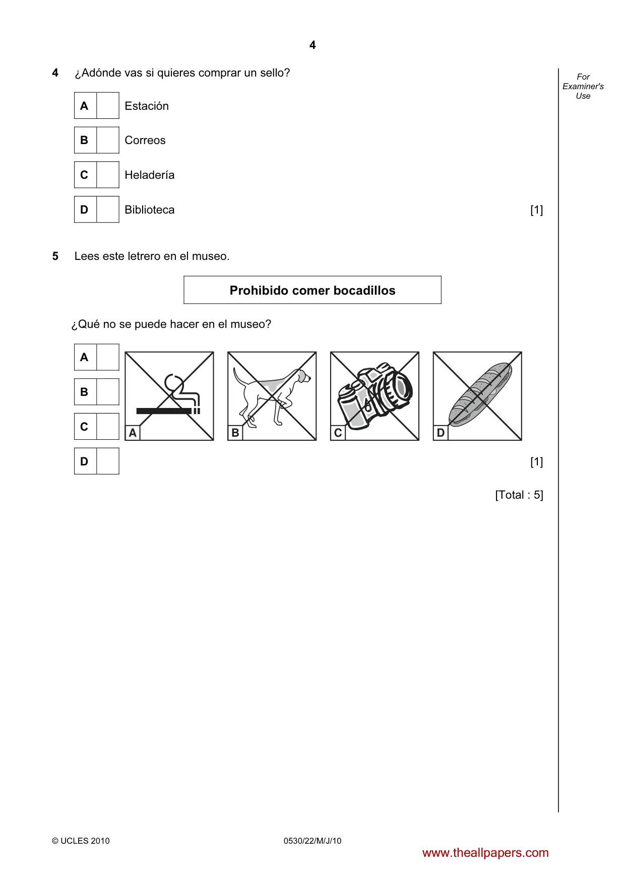 Cambridge IGCSE Spanish - Foreign Language 0530 2010 May/June Paper 2 · Variant 2 question paper, page 4 of 16