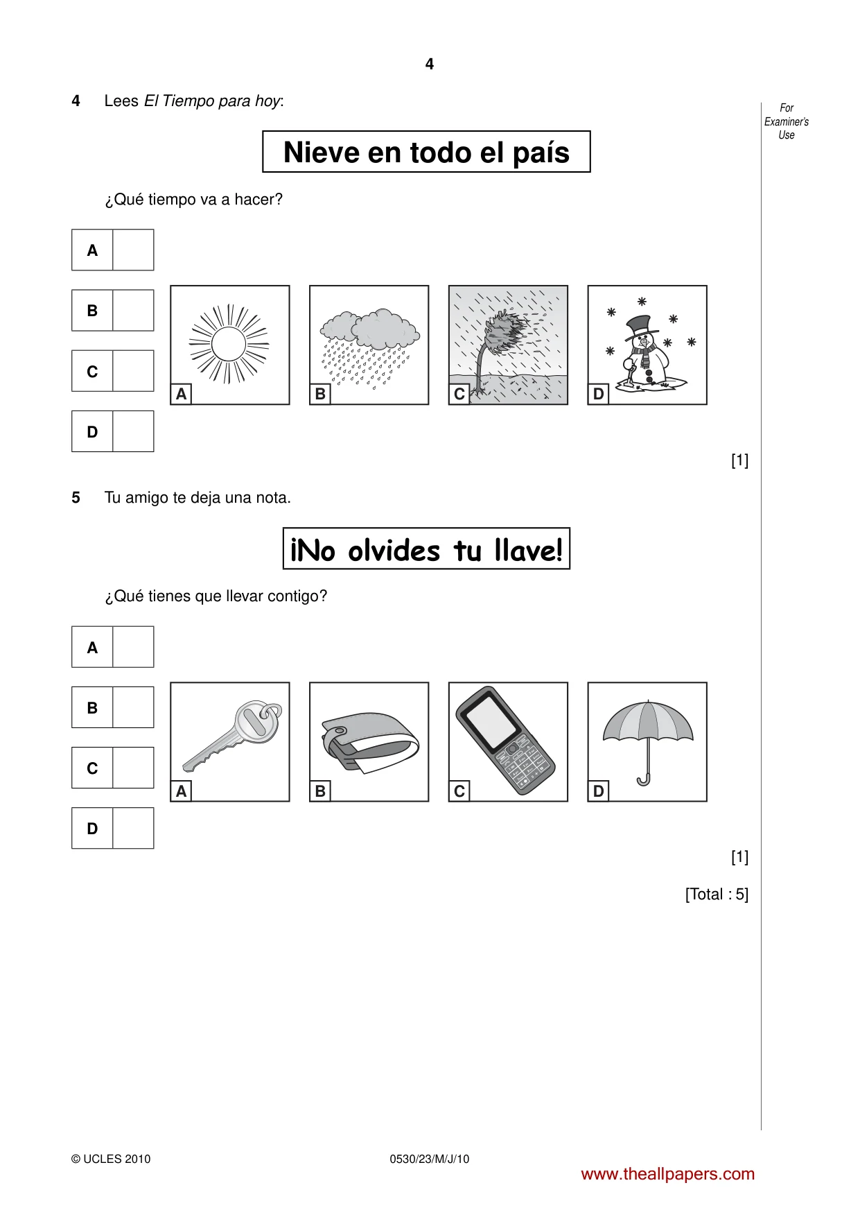 Cambridge IGCSE Spanish - Foreign Language 0530 2010 May/June Paper 2 · Variant 3 question paper, page 4 of 16