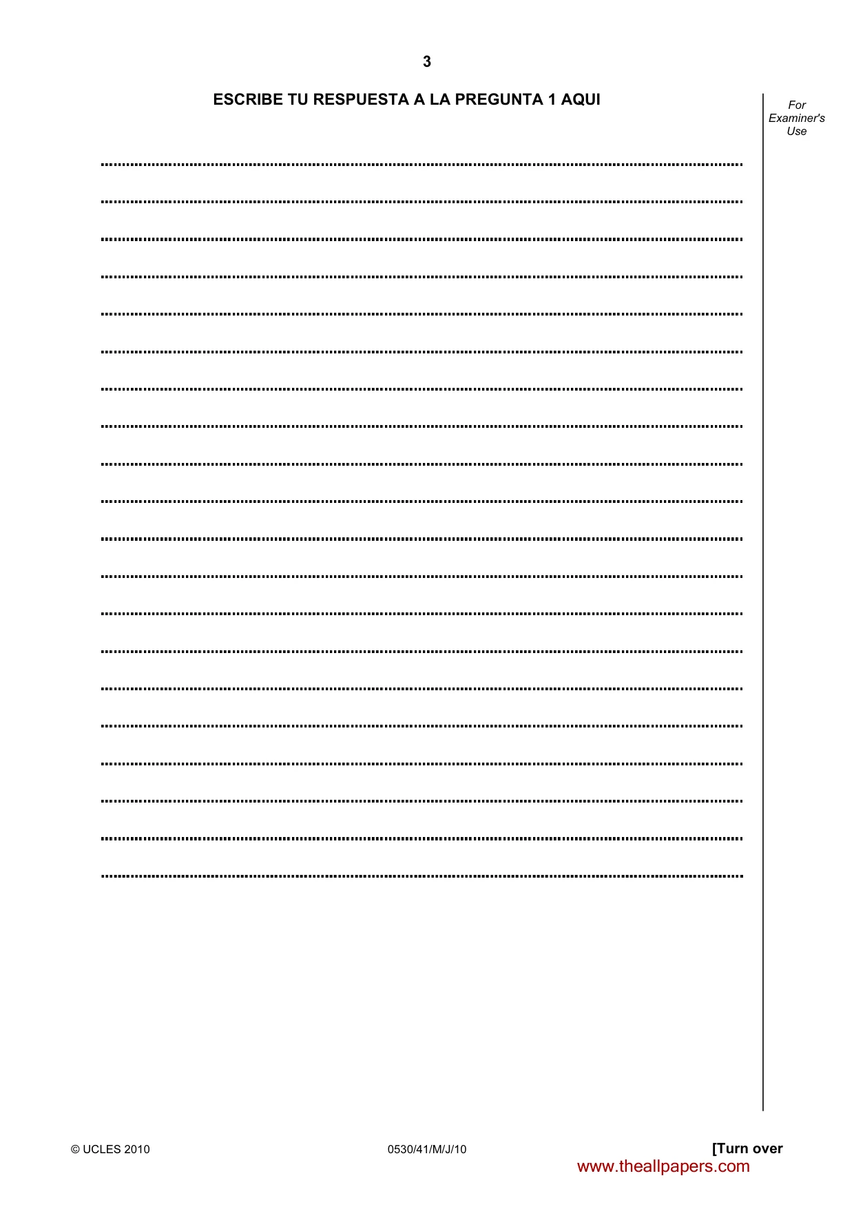 Cambridge IGCSE Spanish - Foreign Language 0530 2010 May/June Paper 4 · Variant 1 question paper, page 3 of 4