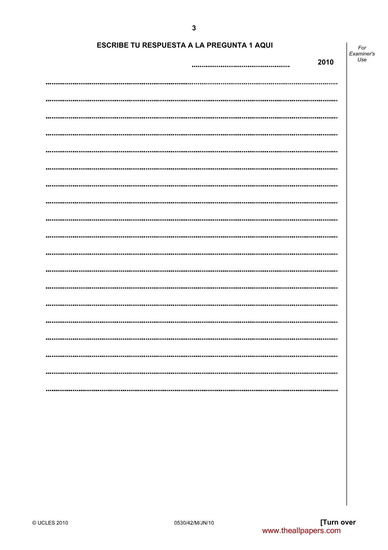 Cambridge IGCSE Spanish - Foreign Language 0530 2010 May/June Paper 4 · Variant 2 question paper, page 3 of 4