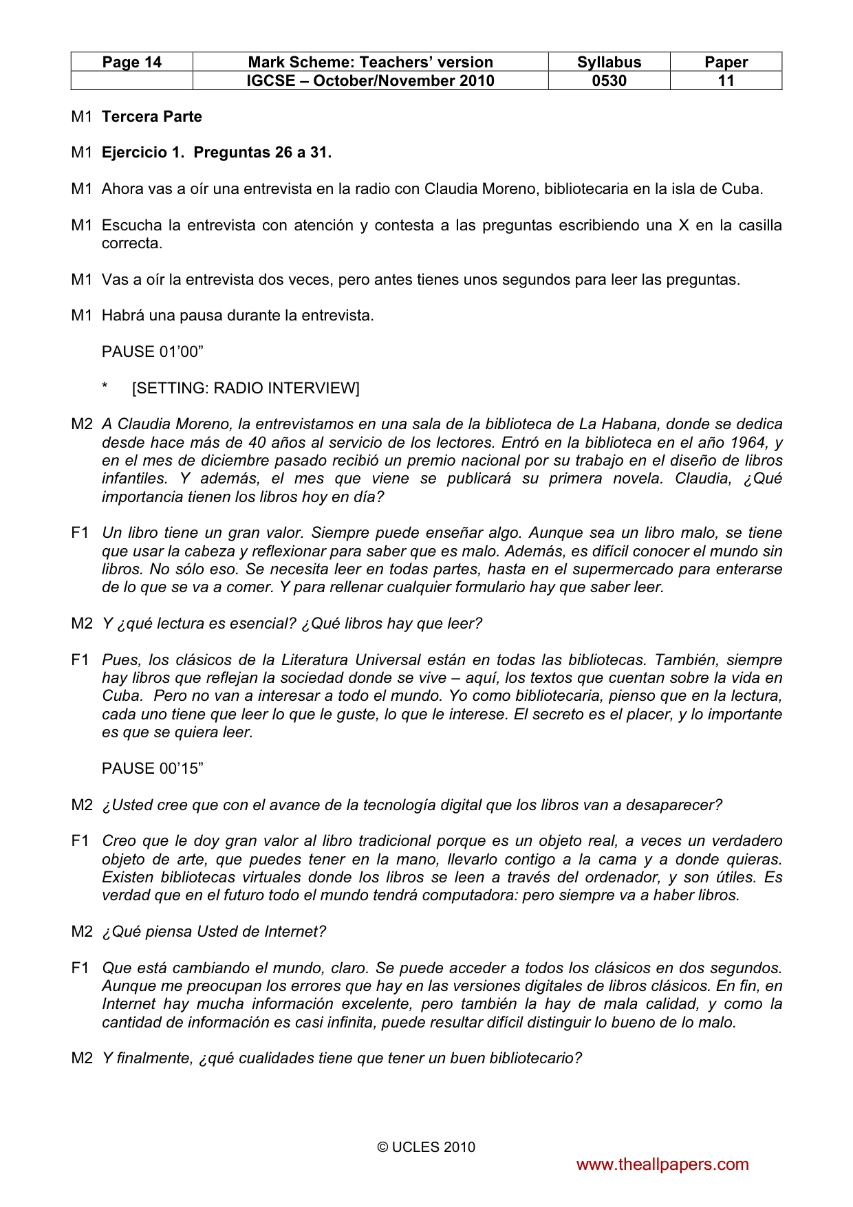 Mark scheme, page 14 of 17