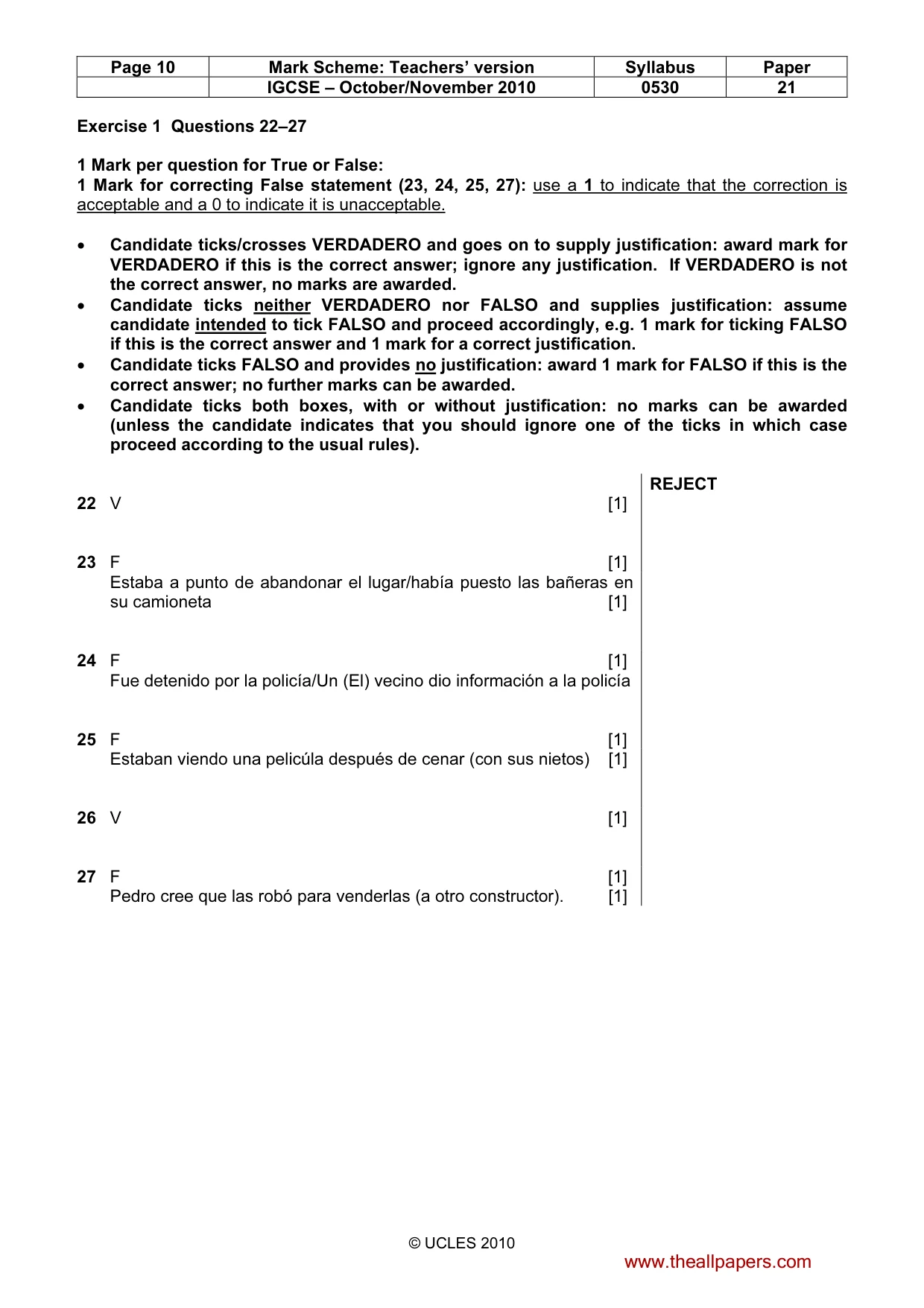 Mark scheme, page 10 of 11