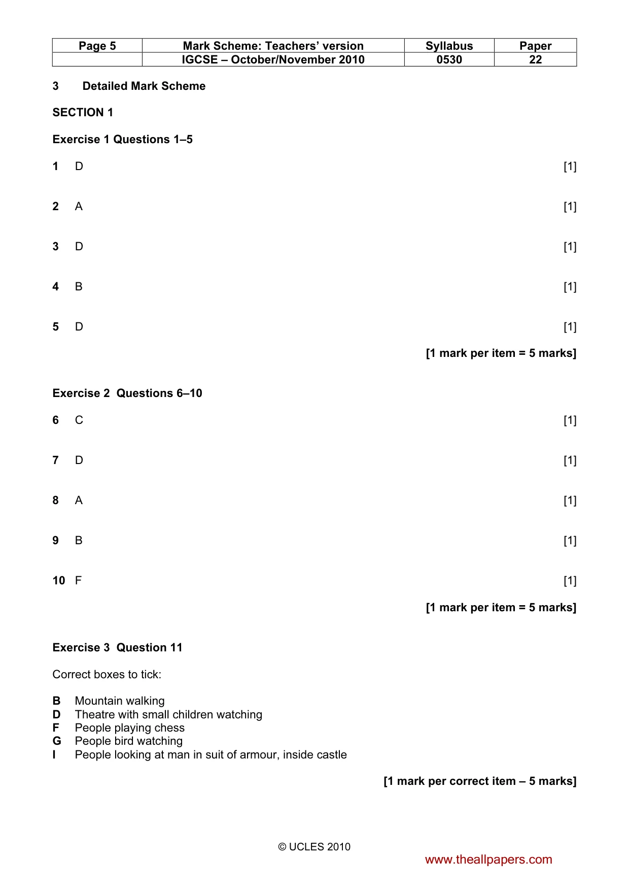 Mark scheme, page 5 of 11