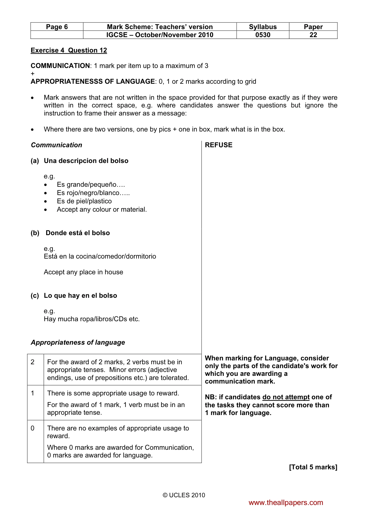 Mark scheme, page 6 of 11