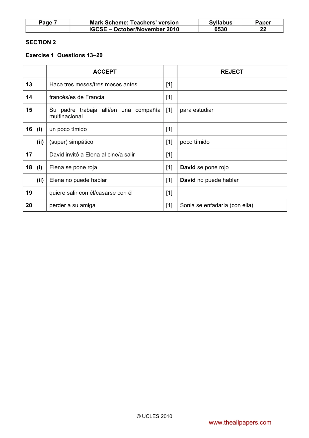 Mark scheme, page 7 of 11