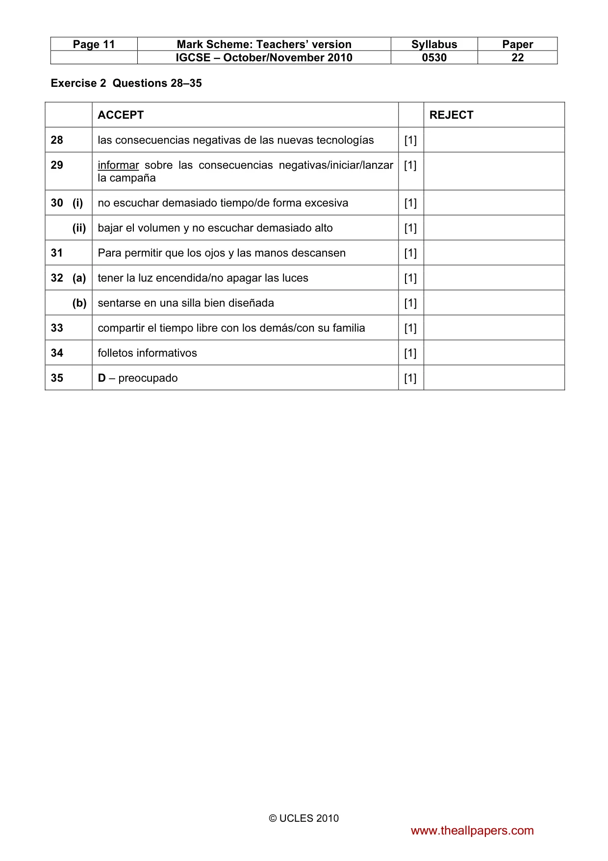 Mark scheme, page 11 of 11