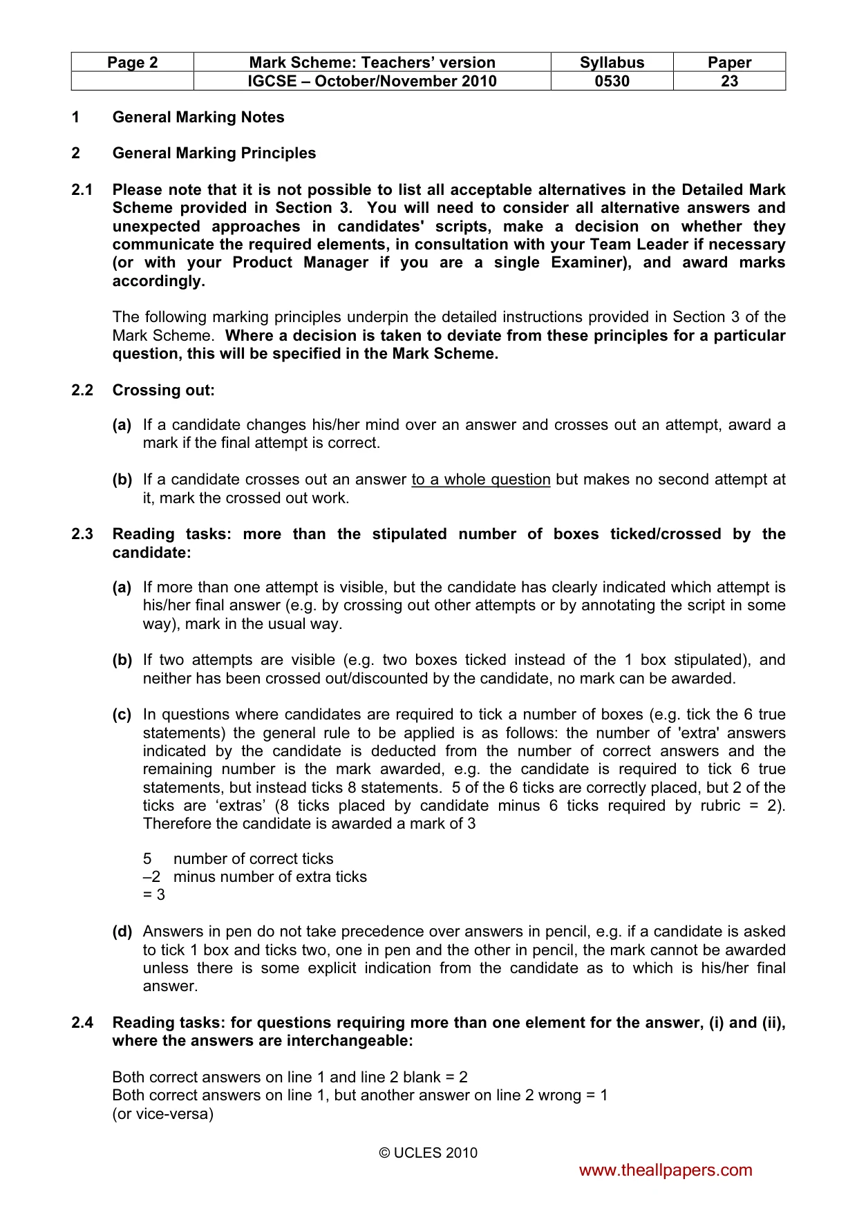 Mark scheme, page 2 of 11