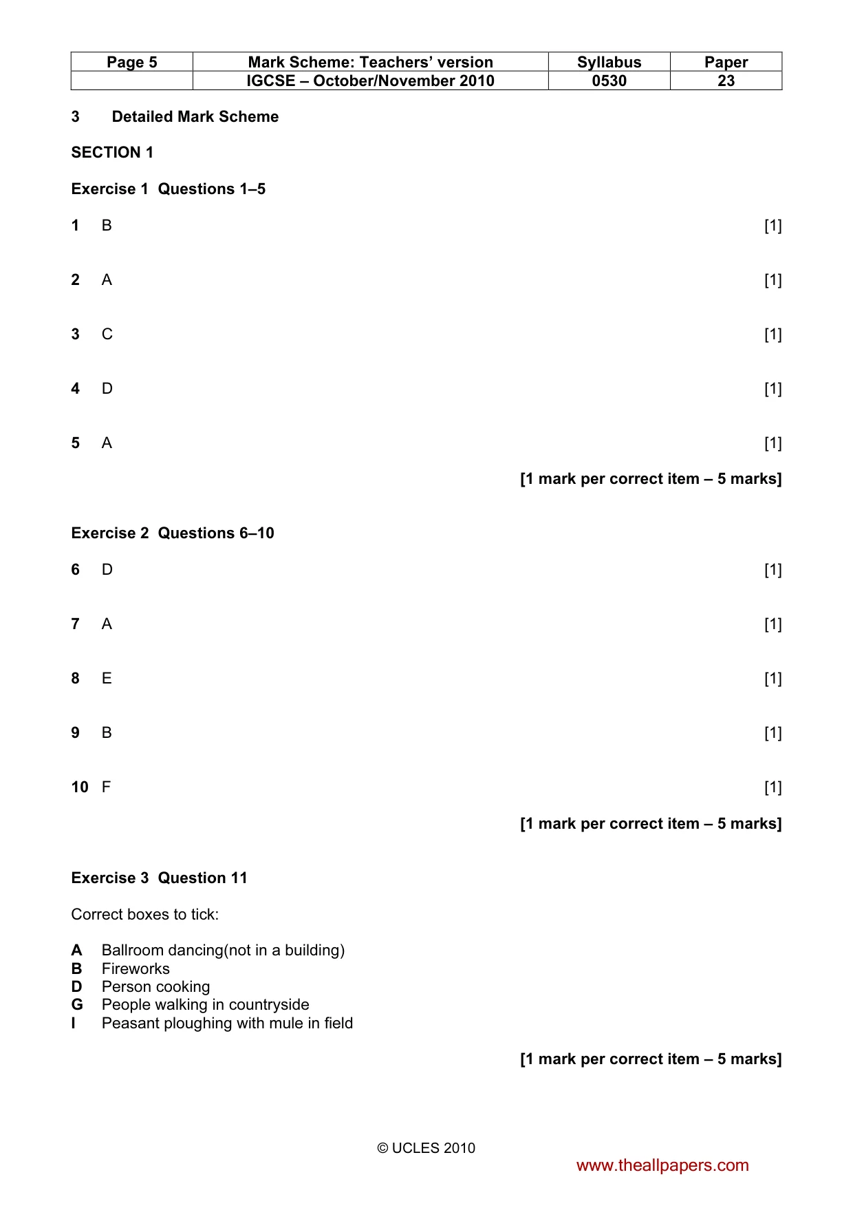 Mark scheme, page 5 of 11