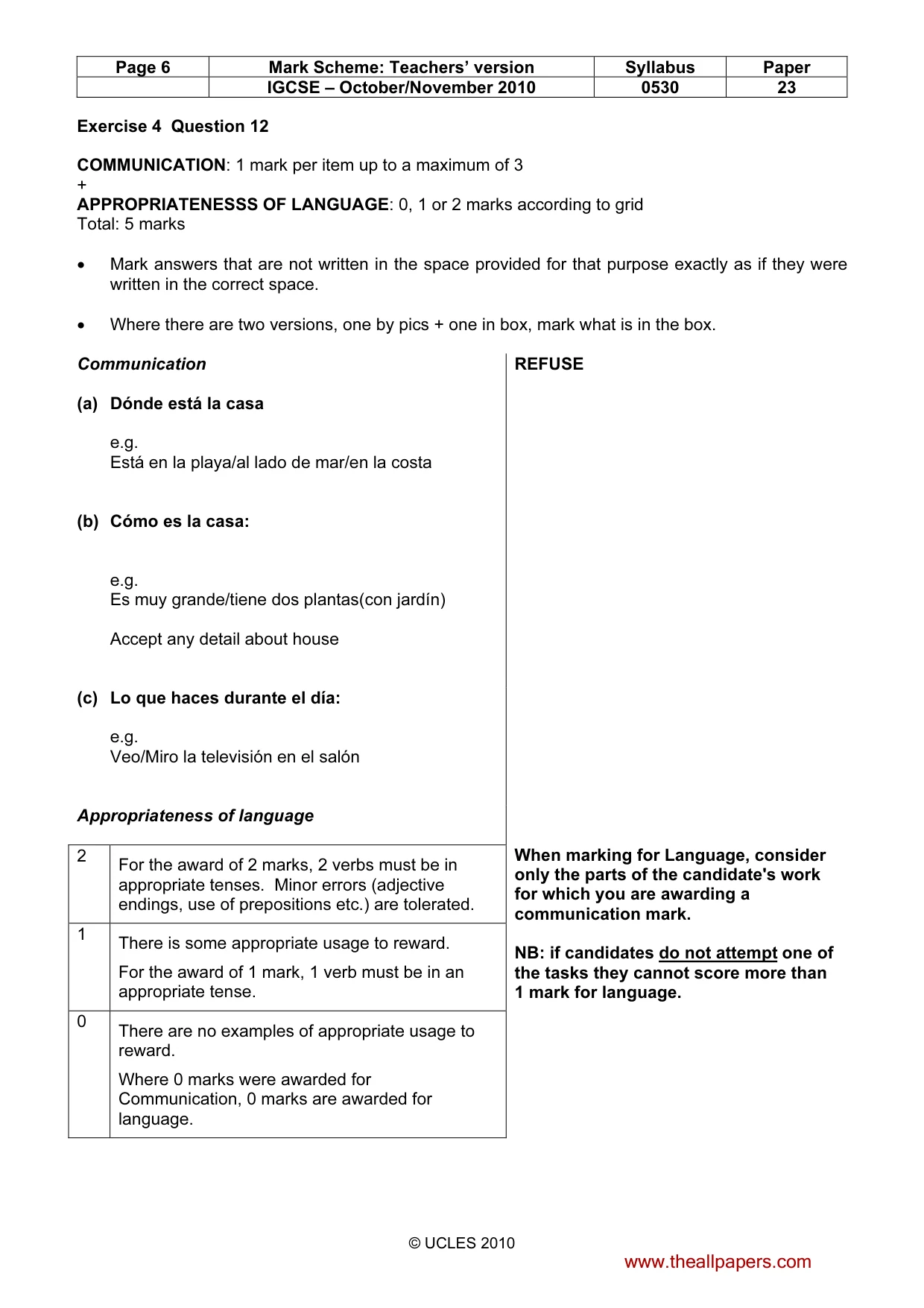 Mark scheme, page 6 of 11