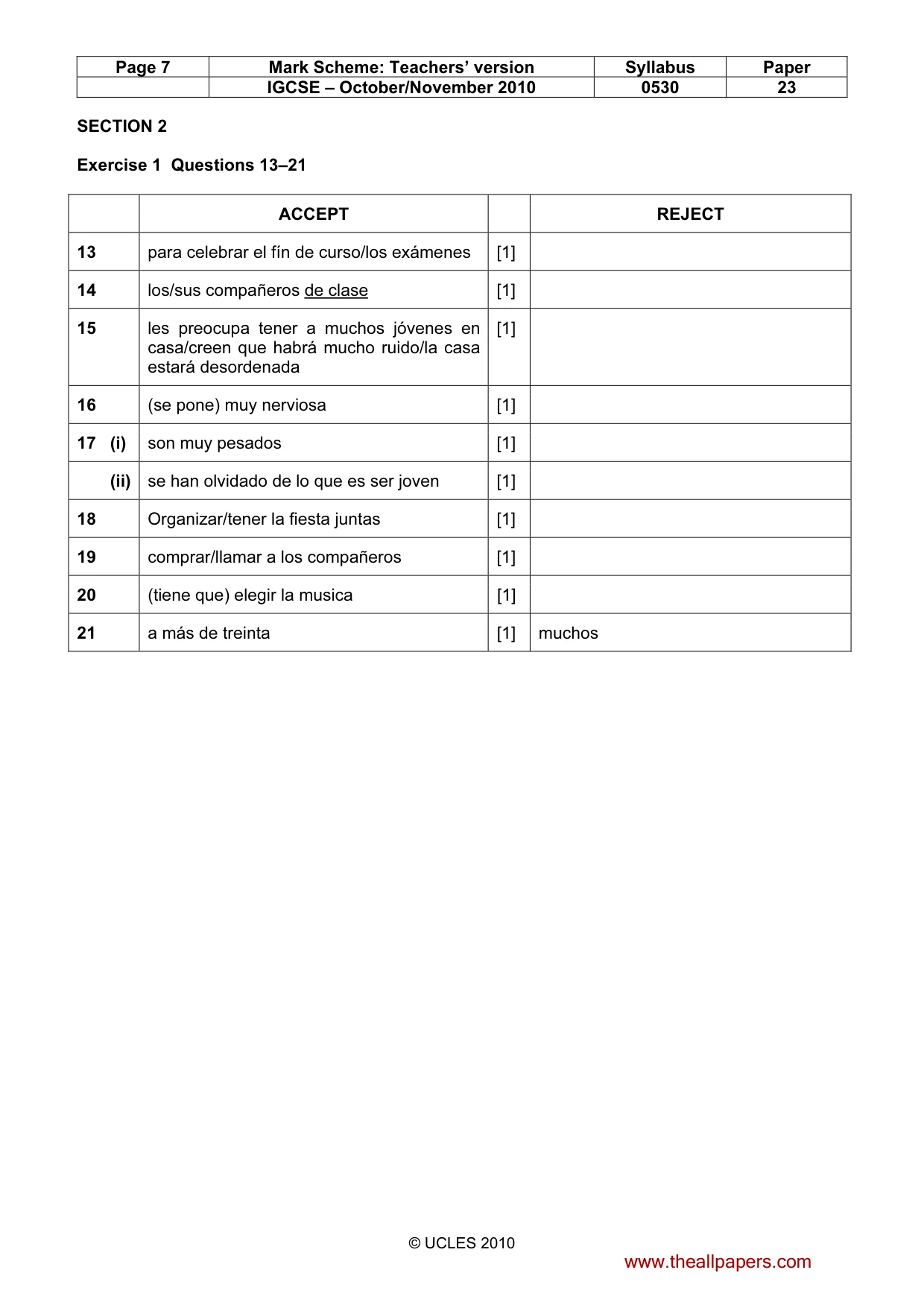 Mark scheme, page 7 of 11