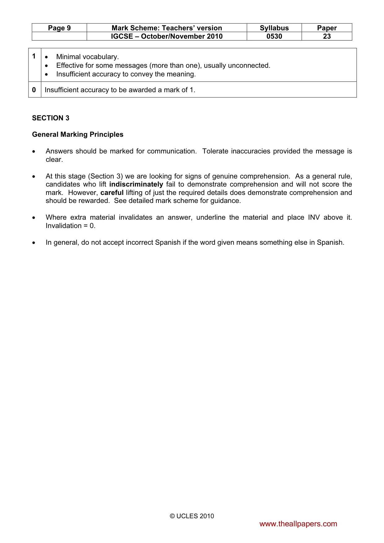 Mark scheme, page 9 of 11