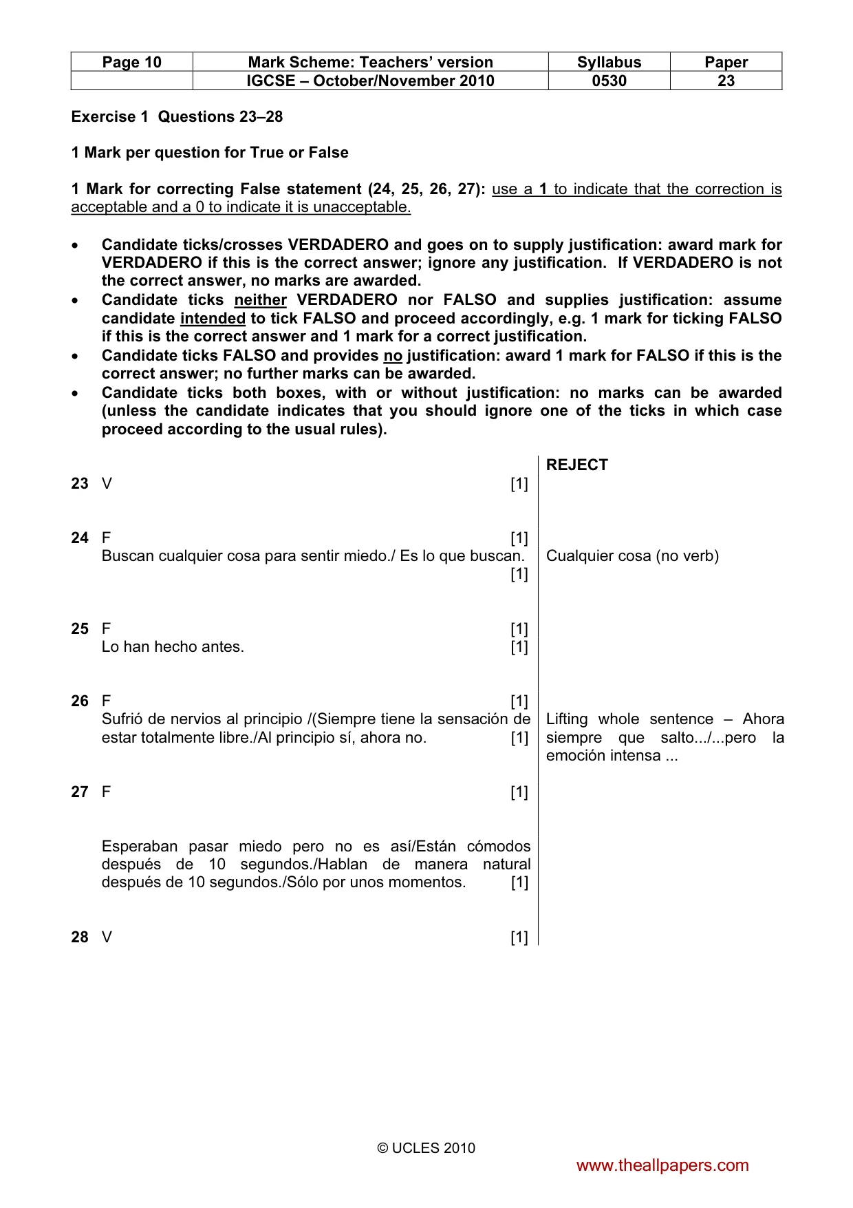 Mark scheme, page 10 of 11