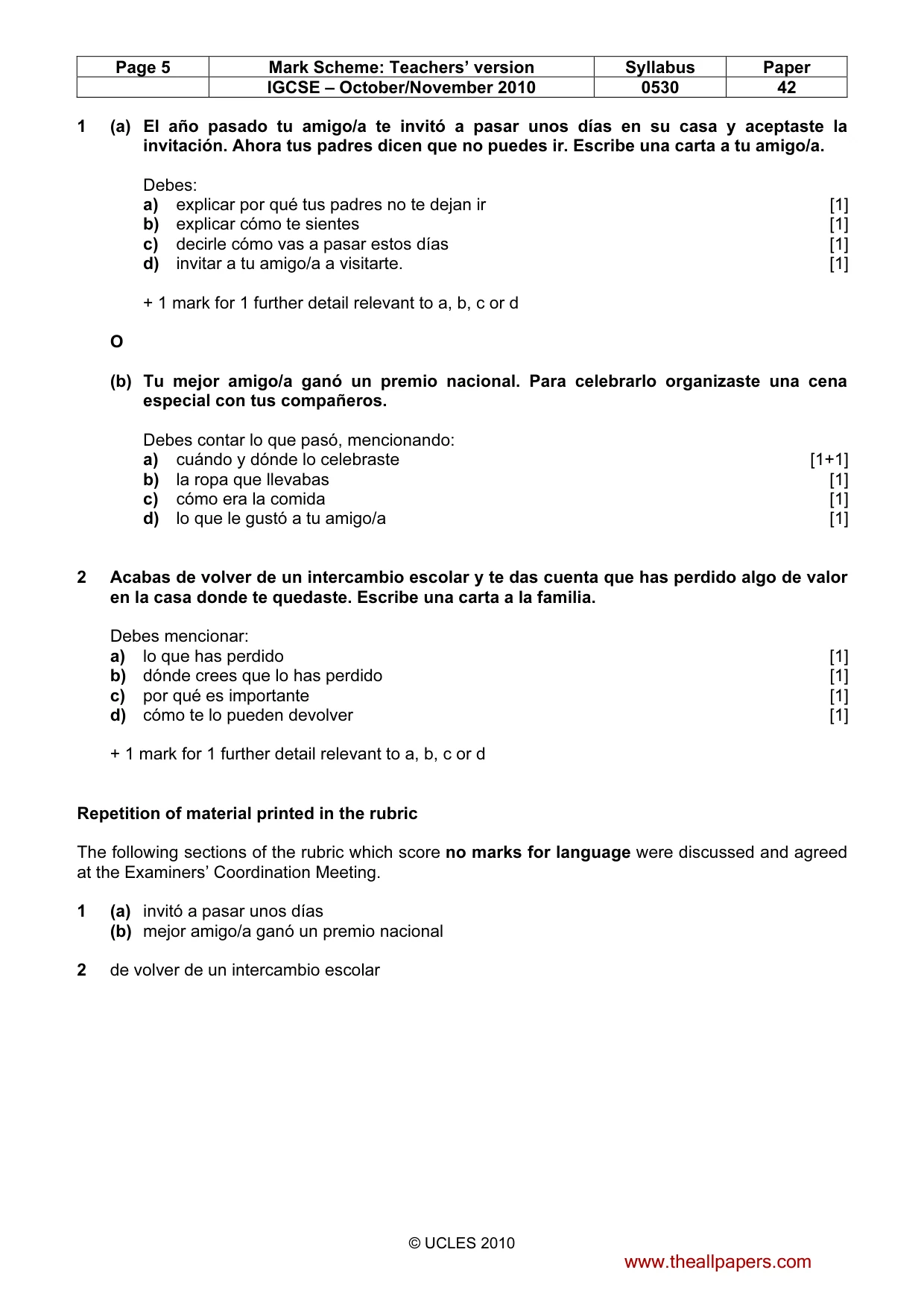 Mark scheme, page 5 of 16