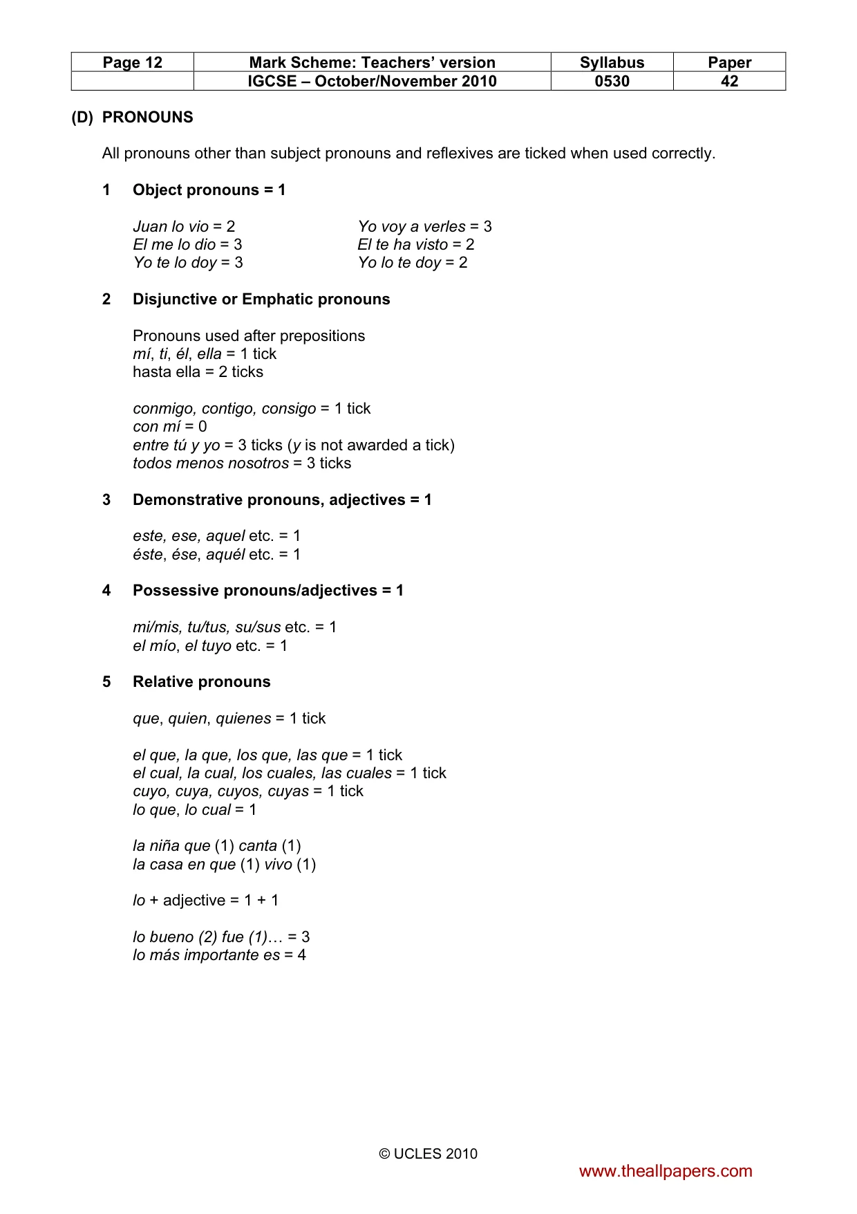 Mark scheme, page 12 of 16