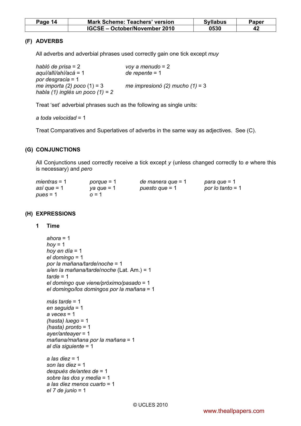 Mark scheme, page 14 of 16