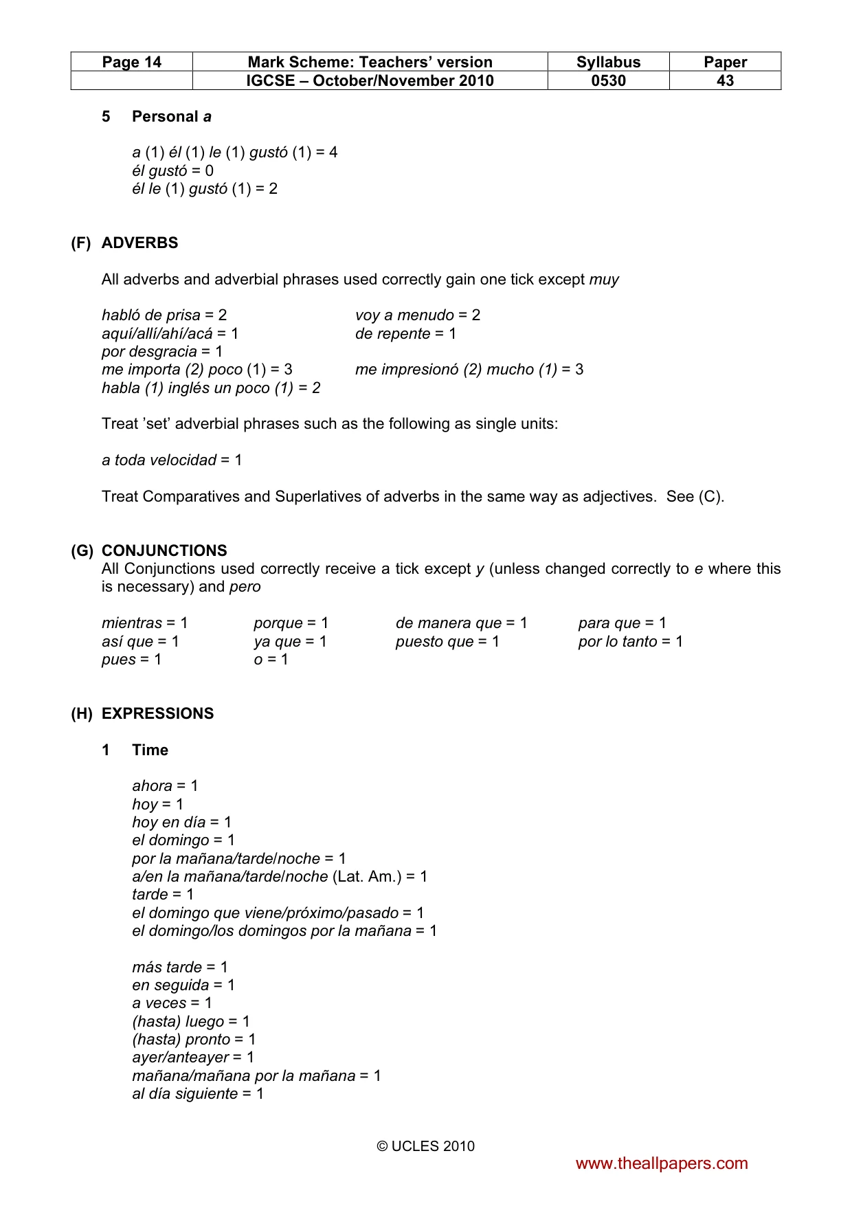 Mark scheme, page 14 of 16