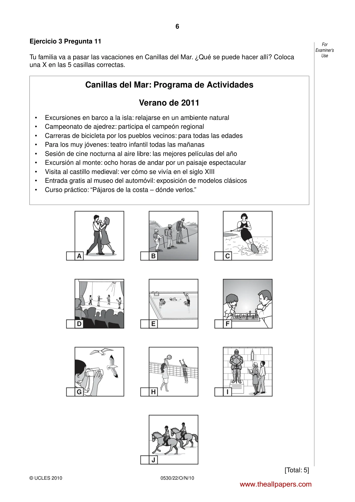 Cambridge IGCSE Spanish - Foreign Language 0530 2010 Oct/Nov Paper 2 · Variant 2 question paper, page 6 of 16
