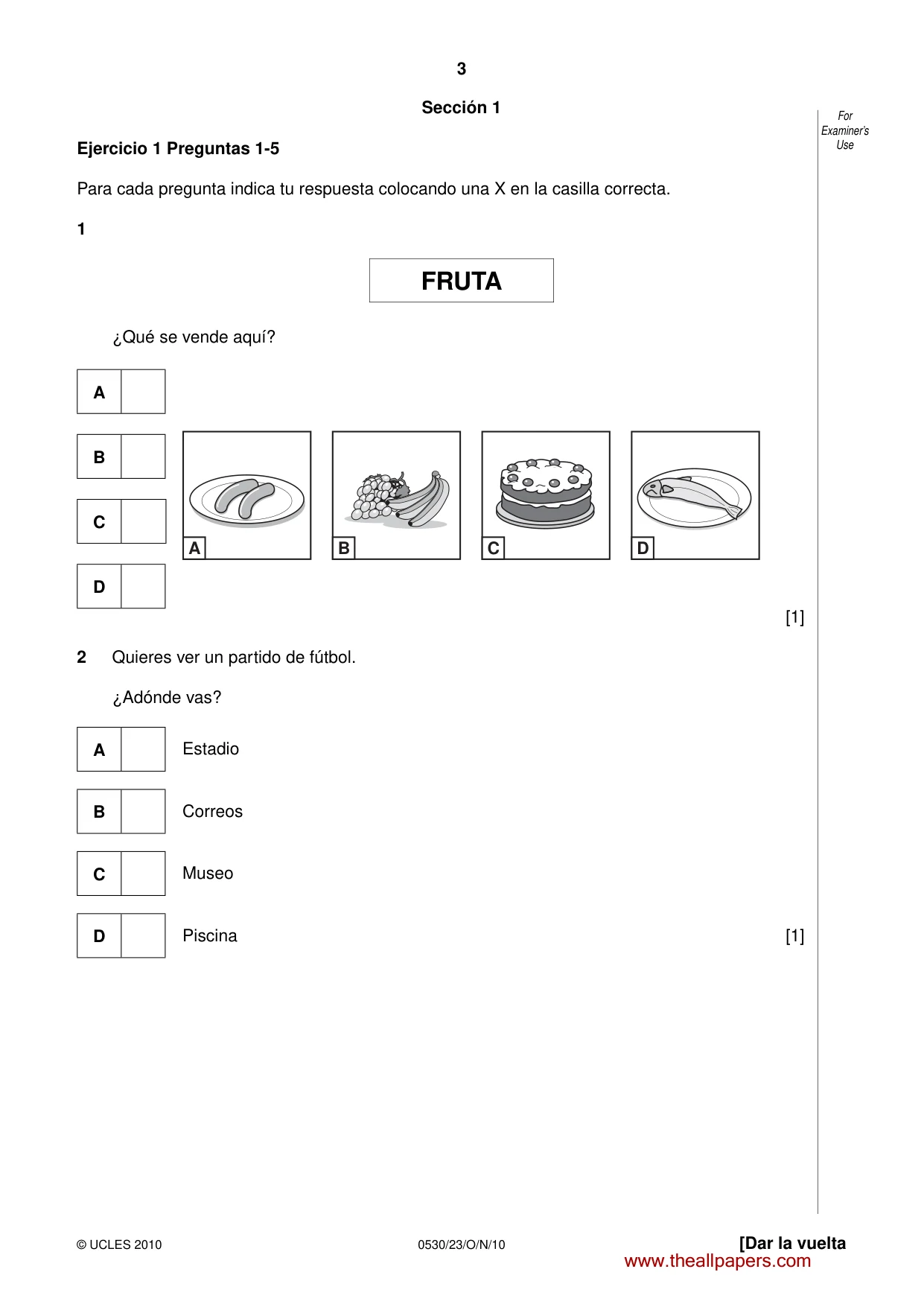 Cambridge IGCSE Spanish - Foreign Language 0530 2010 Oct/Nov Paper 2 · Variant 3 question paper, page 3 of 16
