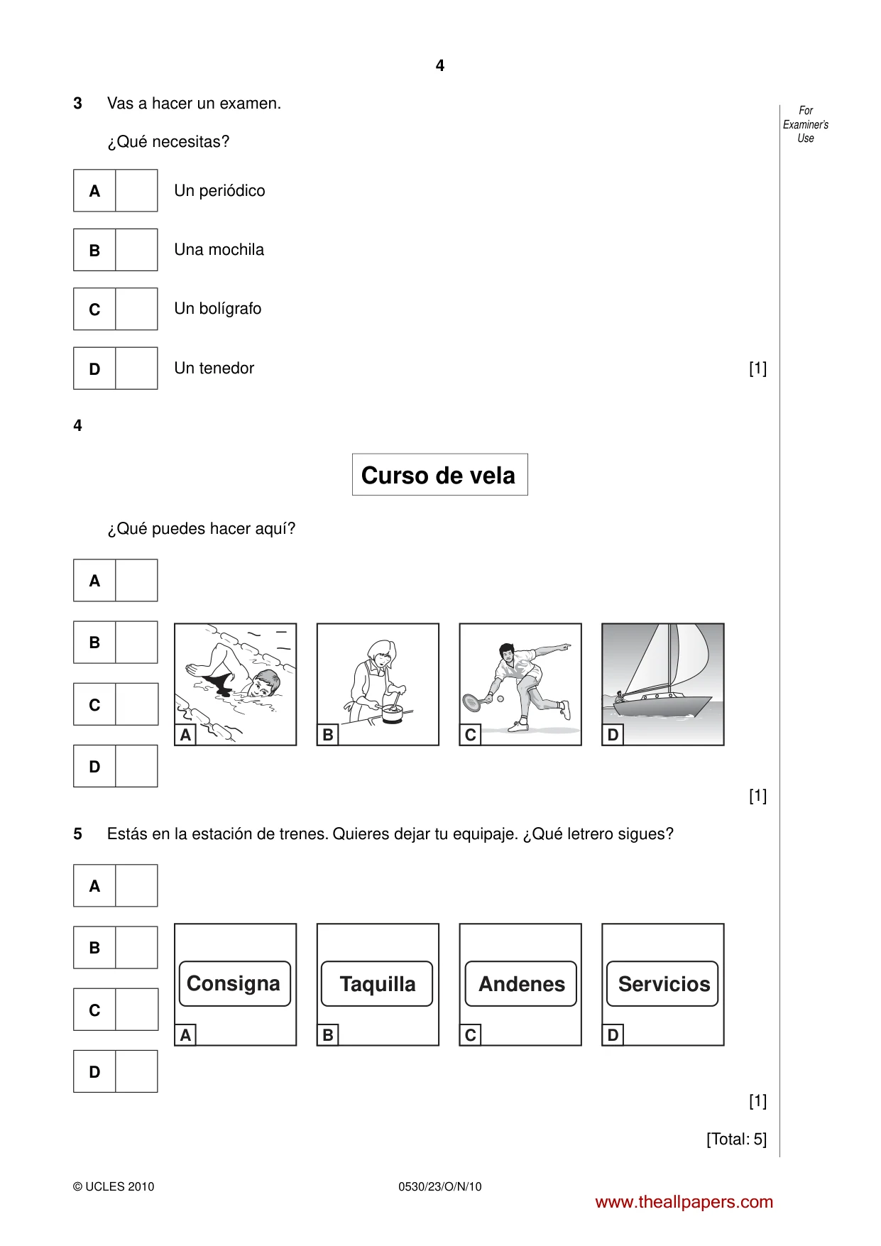 Cambridge IGCSE Spanish - Foreign Language 0530 2010 Oct/Nov Paper 2 · Variant 3 question paper, page 4 of 16