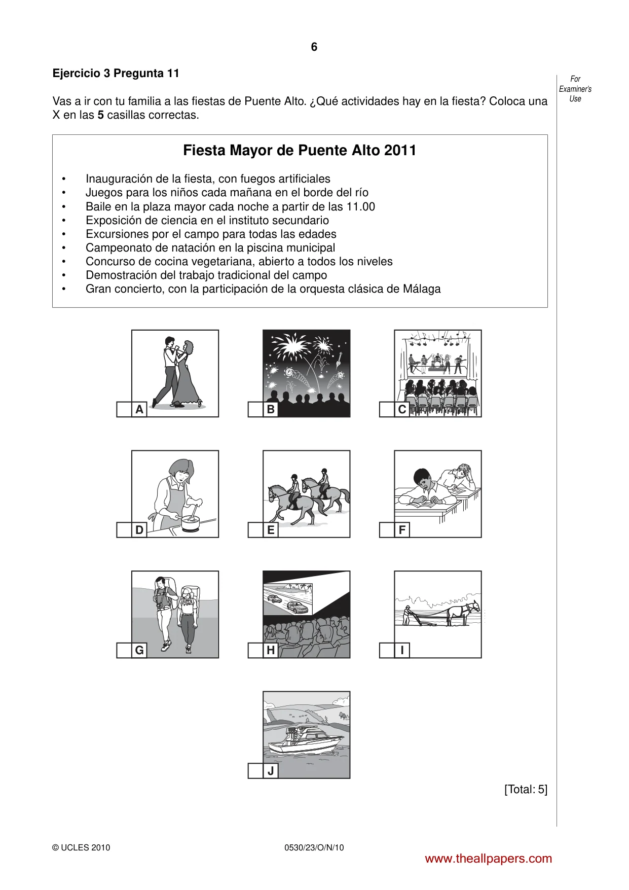 Cambridge IGCSE Spanish - Foreign Language 0530 2010 Oct/Nov Paper 2 · Variant 3 question paper, page 6 of 16