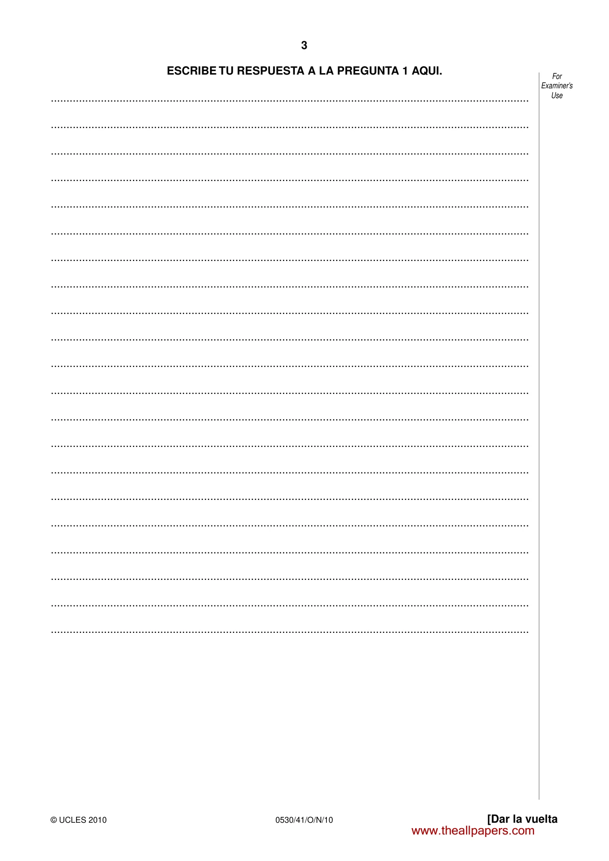 Cambridge IGCSE Spanish - Foreign Language 0530 2010 Oct/Nov Paper 4 · Variant 1 question paper, page 3 of 4