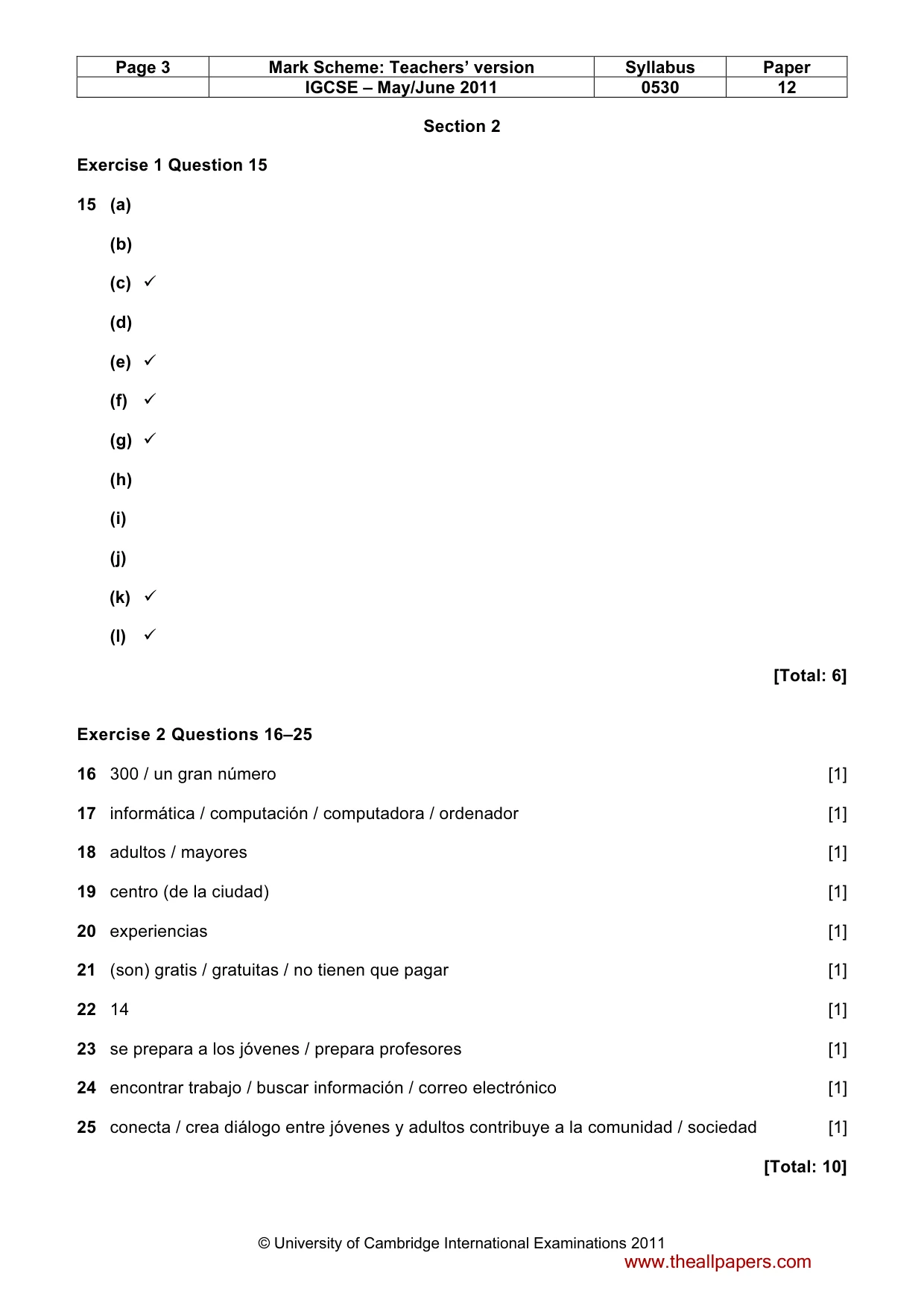 Mark scheme, page 3 of 4
