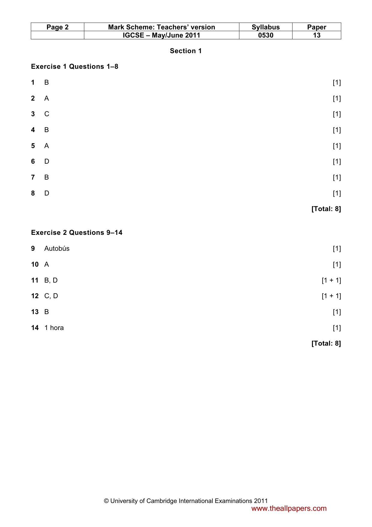 Mark scheme, page 2 of 4