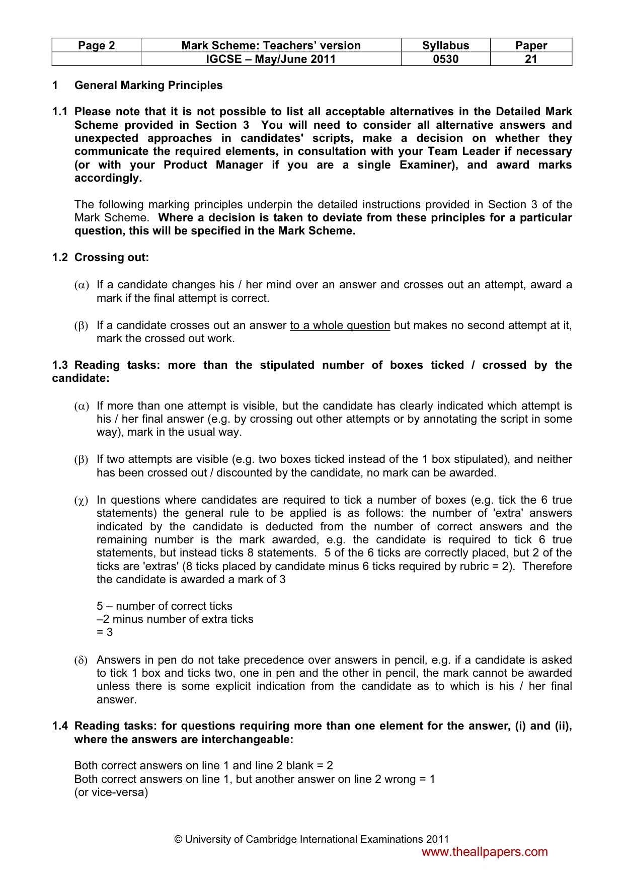 Mark scheme, page 2 of 11